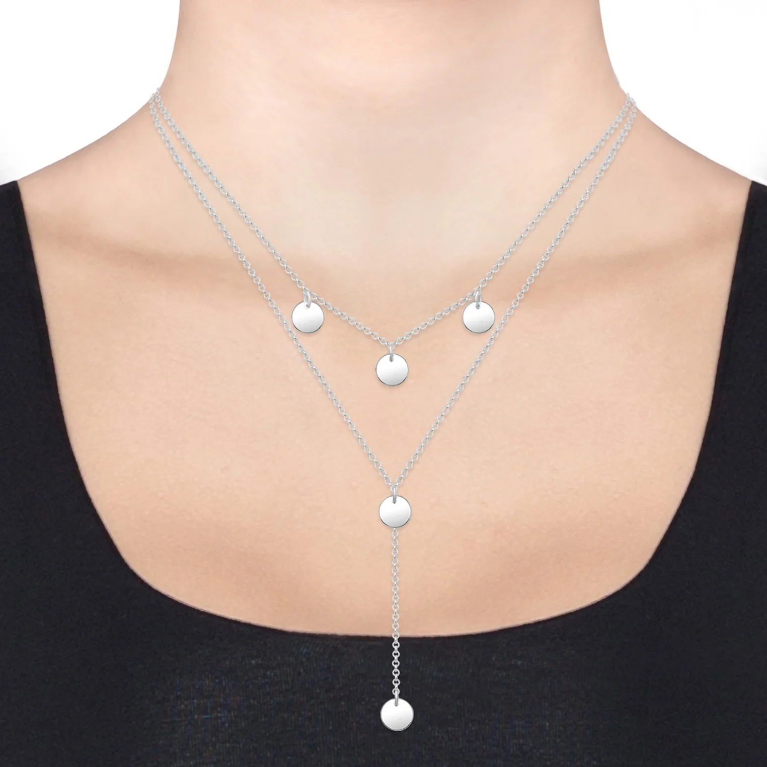 Elli 925 Sterling Silver Layered Y Chain Necklace 2004-BF-0007677-001 - Image 6