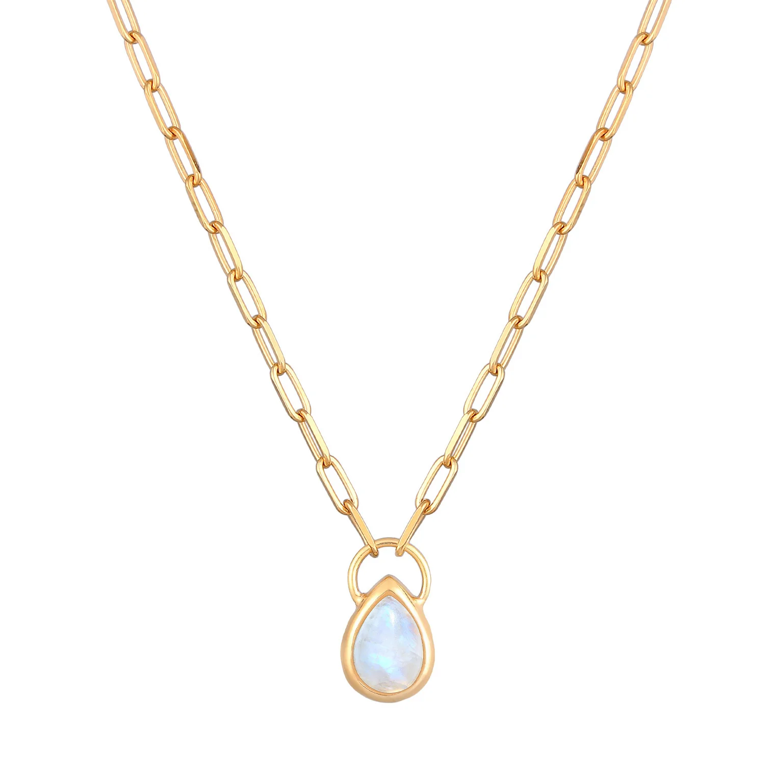 Elli 925 Sterling Silver Link Chain Necklace Gold plated with Moonstone 2004-BF-0008216-001 - Image 2