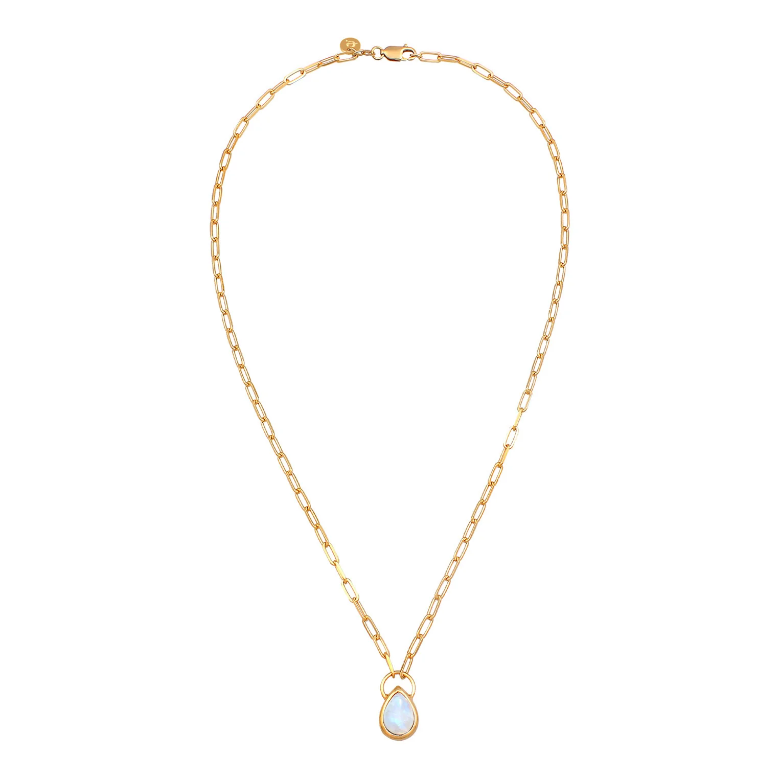 Elli 925 Sterling Silver Link Chain Necklace Gold plated with Moonstone 2004-BF-0008216-001 - Image 3