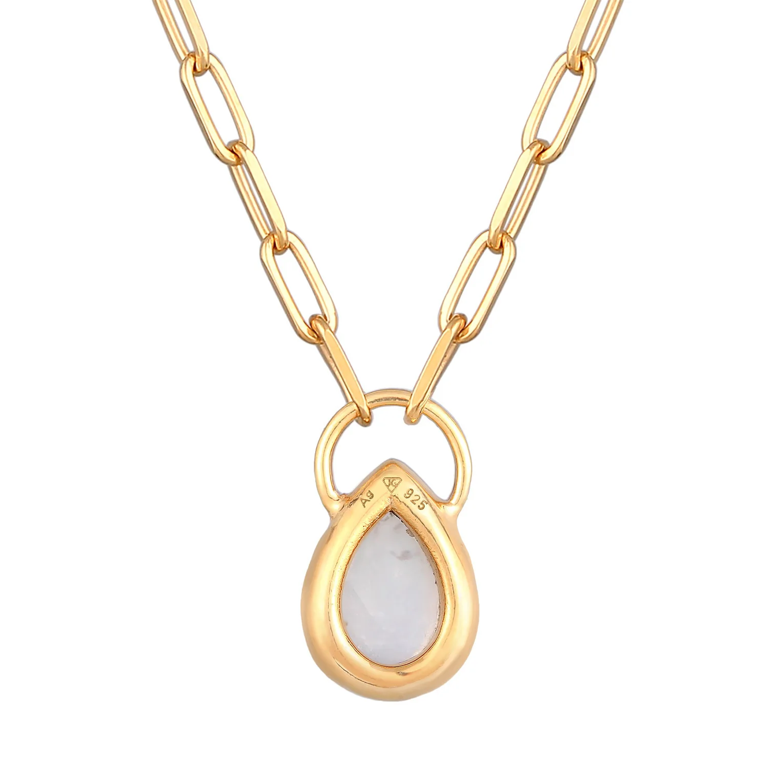 Elli 925 Sterling Silver Link Chain Necklace Gold plated with Moonstone 2004-BF-0008216-001 - Image 4
