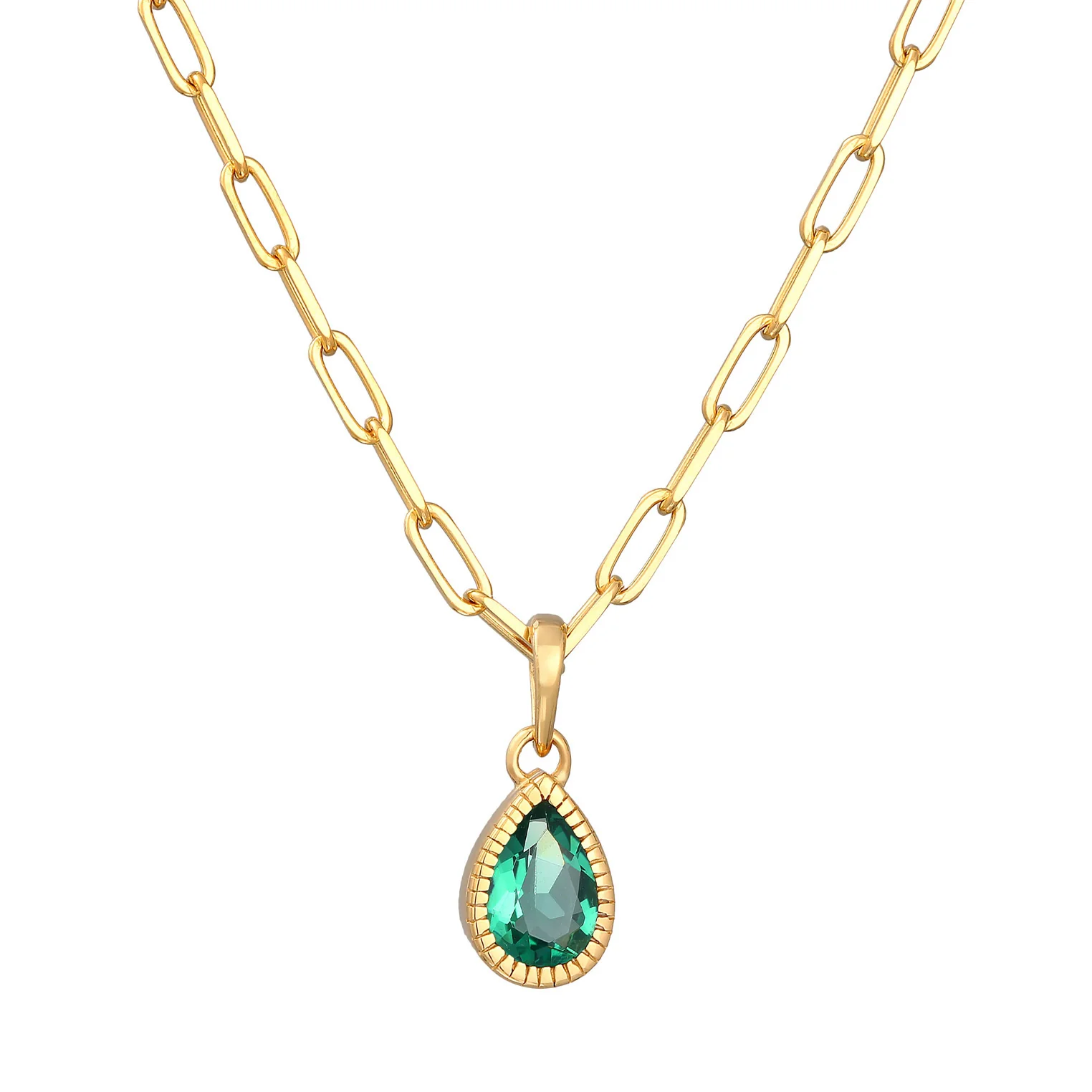 Elli 925 Sterling Silver Link Chain Necklace Gold plated with Quartz 2004-BF-0007907-001 - Image 2
