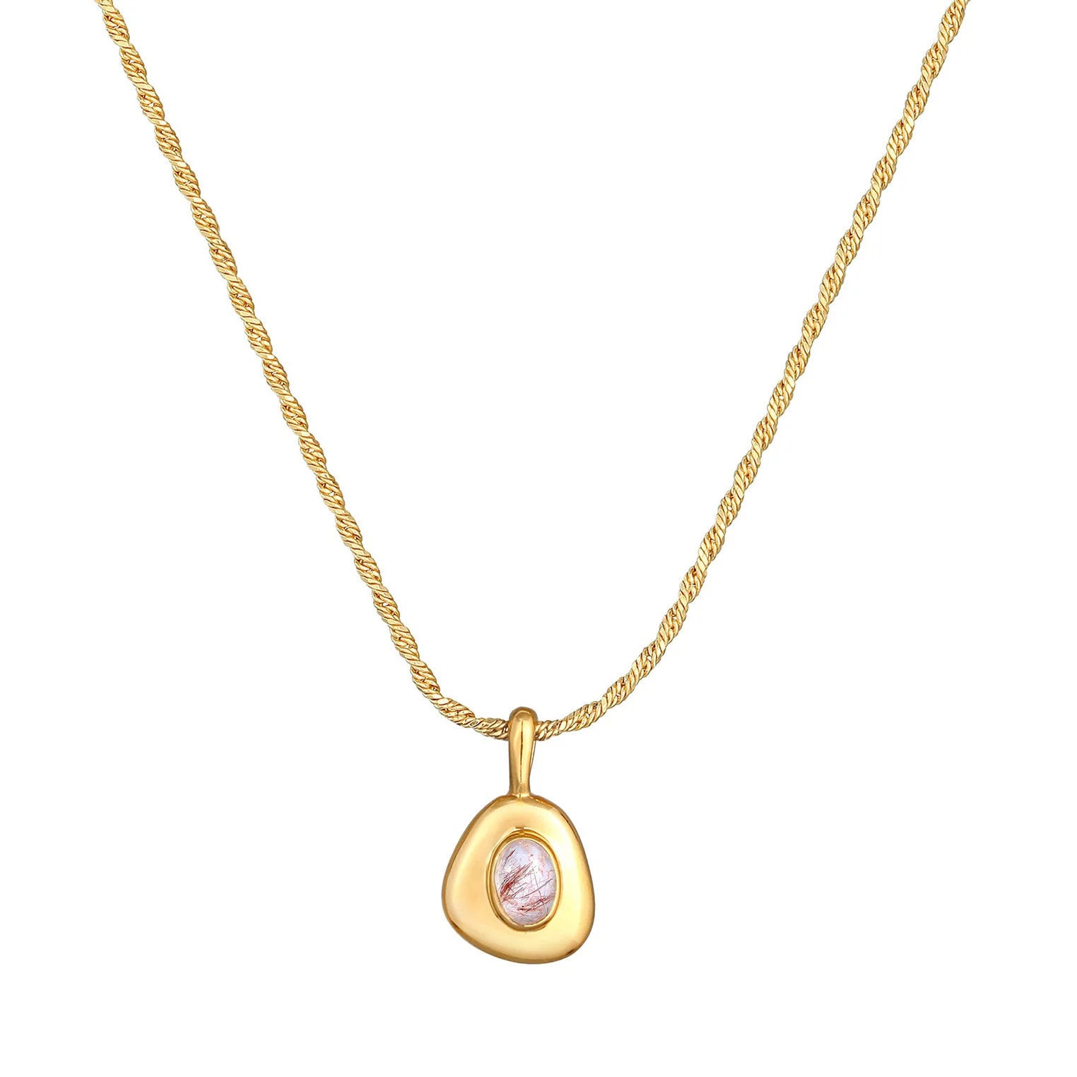 Elli 925 Sterling Silver Link Chain Necklace with Gemstone 2004-BF-0007869-001 - Image 2