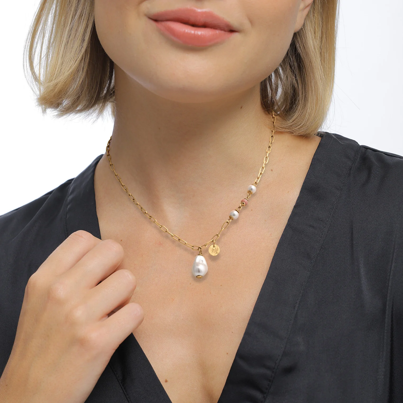 Elli 925 Sterling Silver Pearl Necklace Gold plated 2004-BF-0008270-001 - Image 6