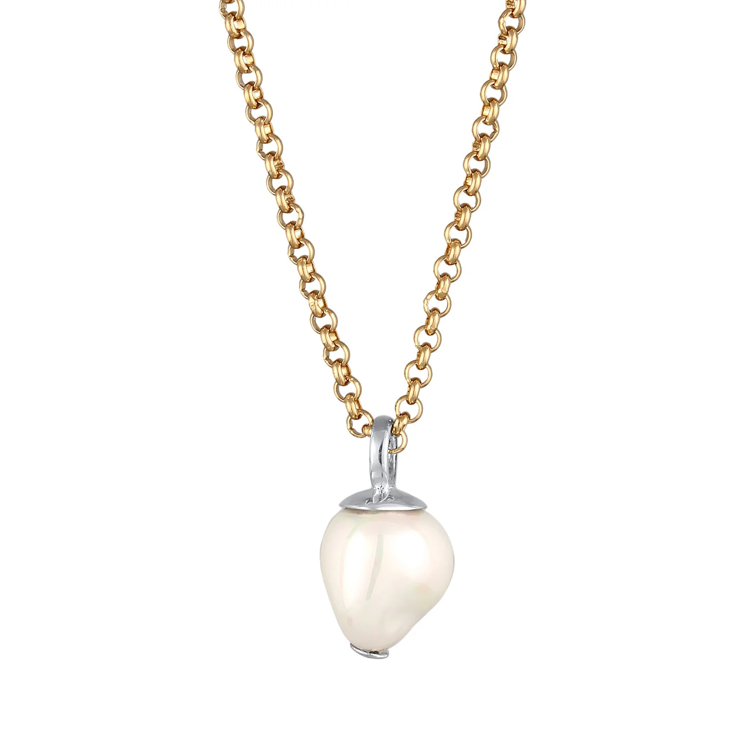 Elli 925 Sterling Silver Pearl Necklace Gold plated with Pearl 2004-BF-0008251-001 - Image 3