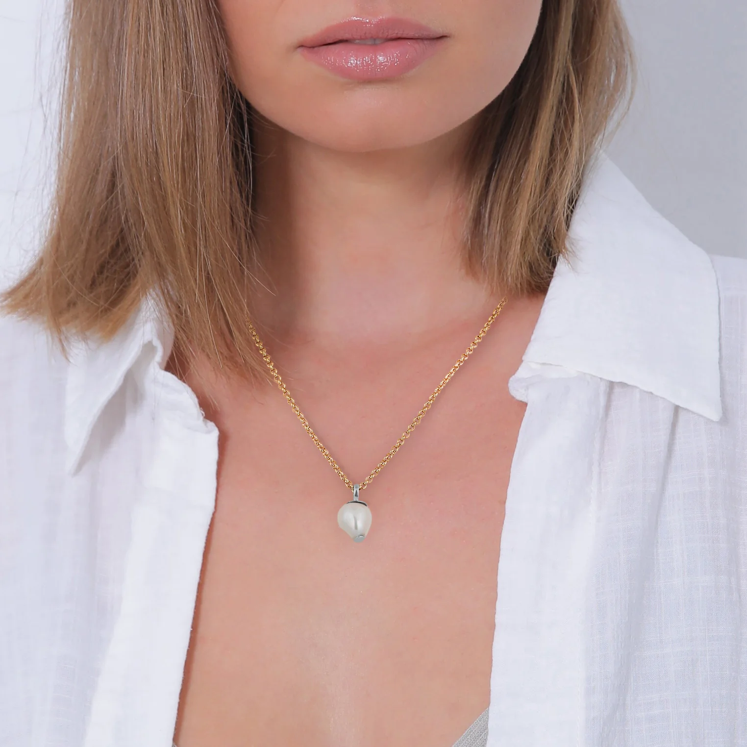 Elli 925 Sterling Silver Pearl Necklace Gold plated with Pearl 2004-BF-0008251-001 - Image 5