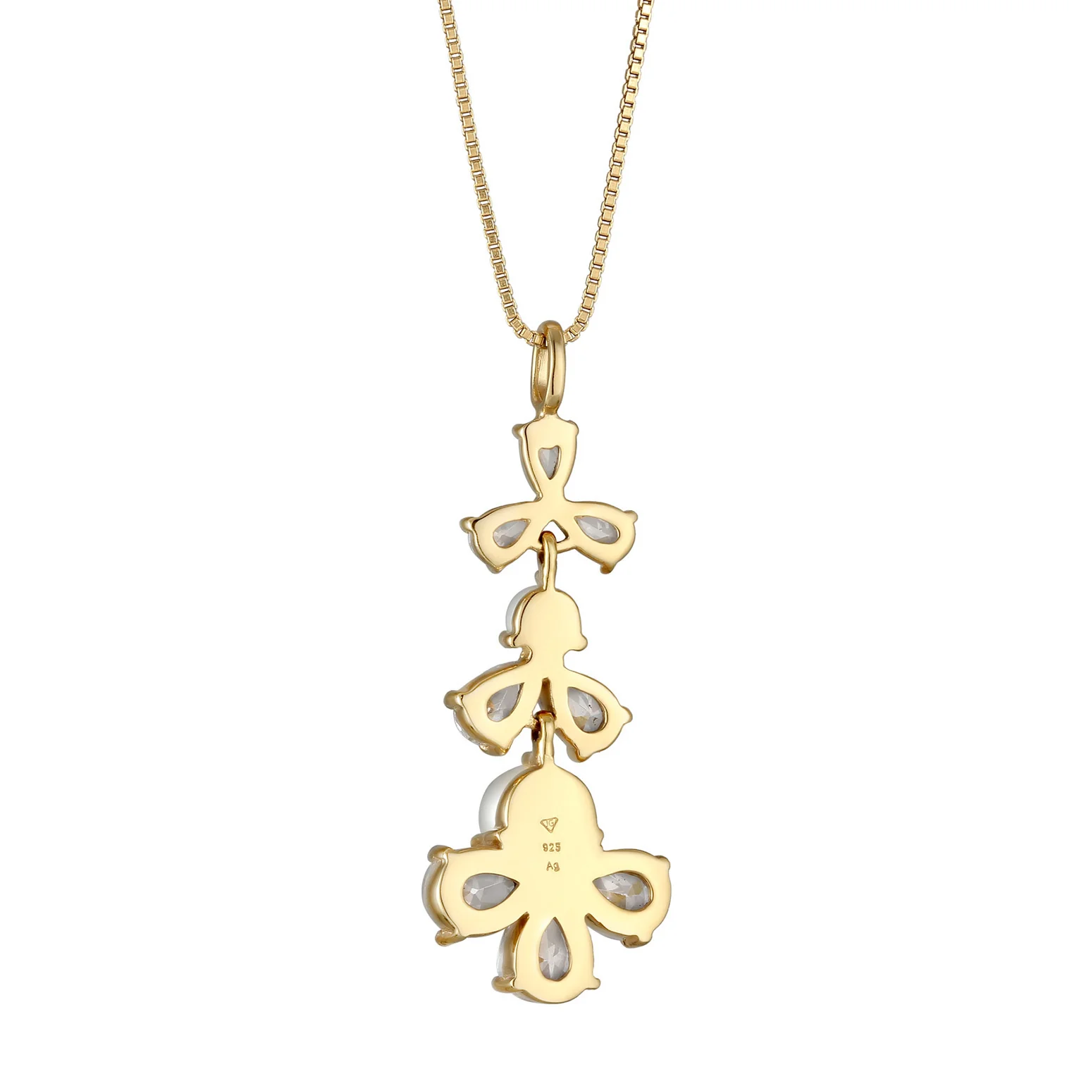 Elli 925 Sterling Silver Pearl Necklace Gold plated with Zirconia 2004-BF-0007961-001 - Image 3