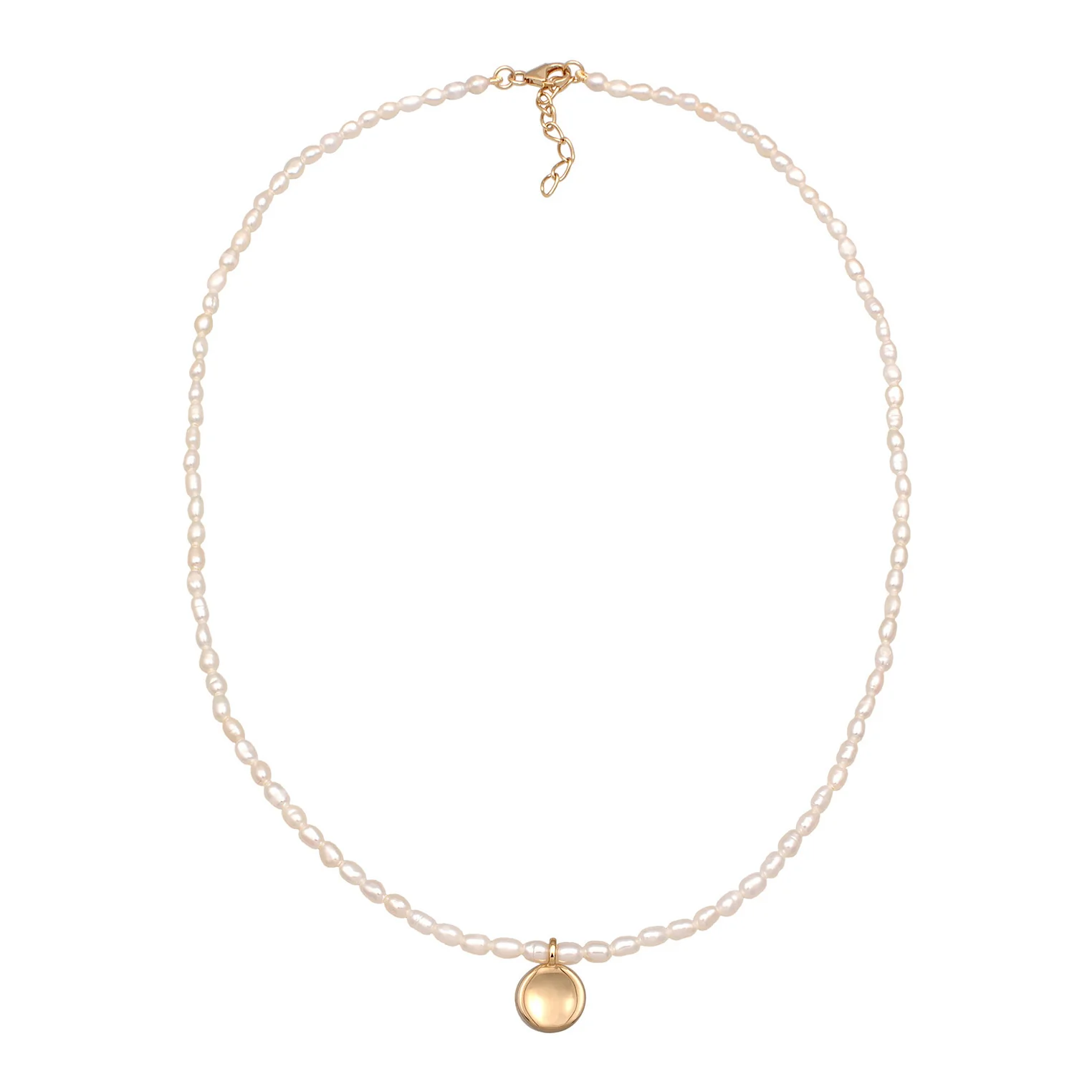 Elli 925 Sterling Silver Pearl Necklace with Coin 2004-BF-0007545-001 - Image 2