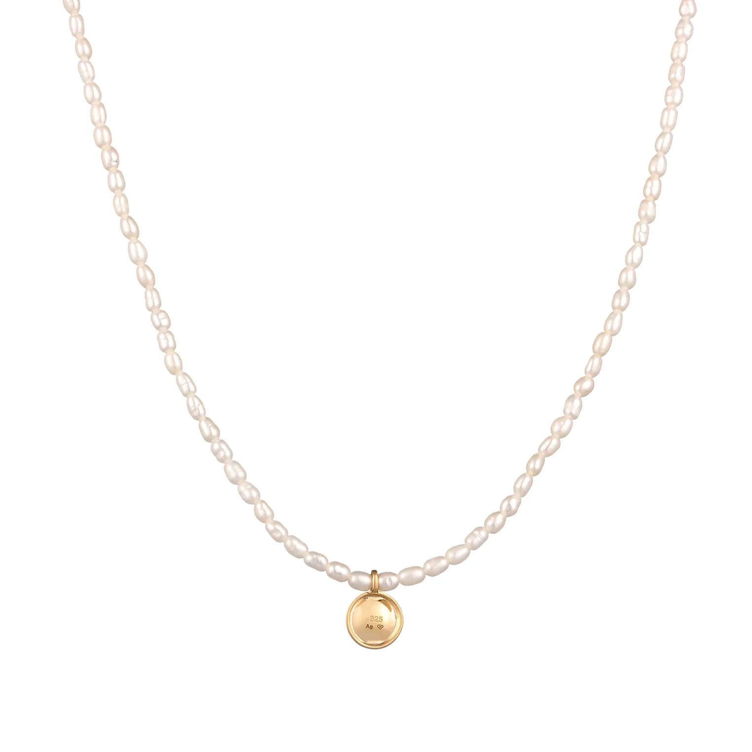 Elli 925 Sterling Silver Pearl Necklace with Coin 2004-BF-0007545-001 - Image 3