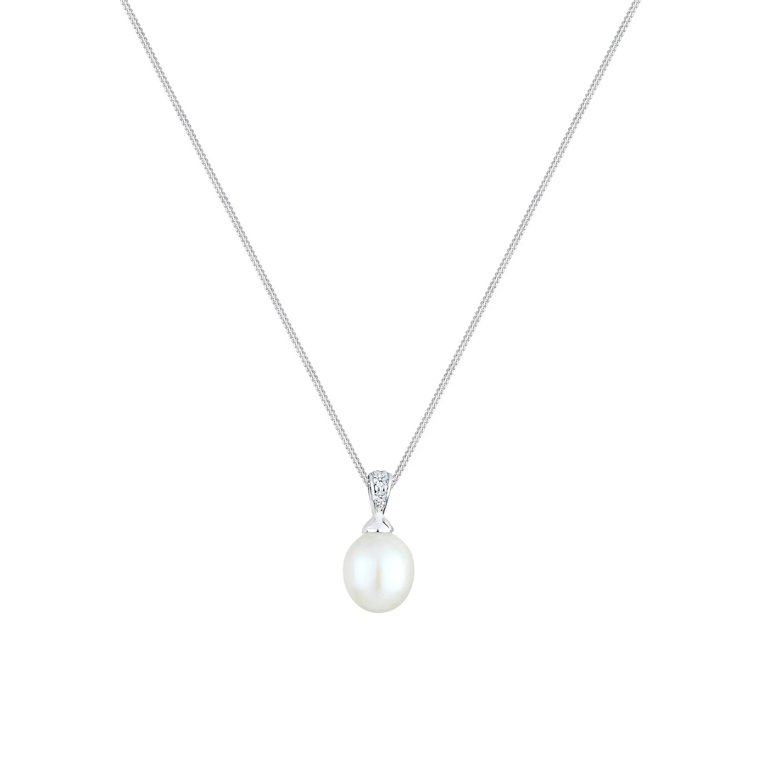 Elli 925 Sterling Silver Pearl Necklace with Diamond (0.04 ct) 2004-BF-0007551-001 - Image 2