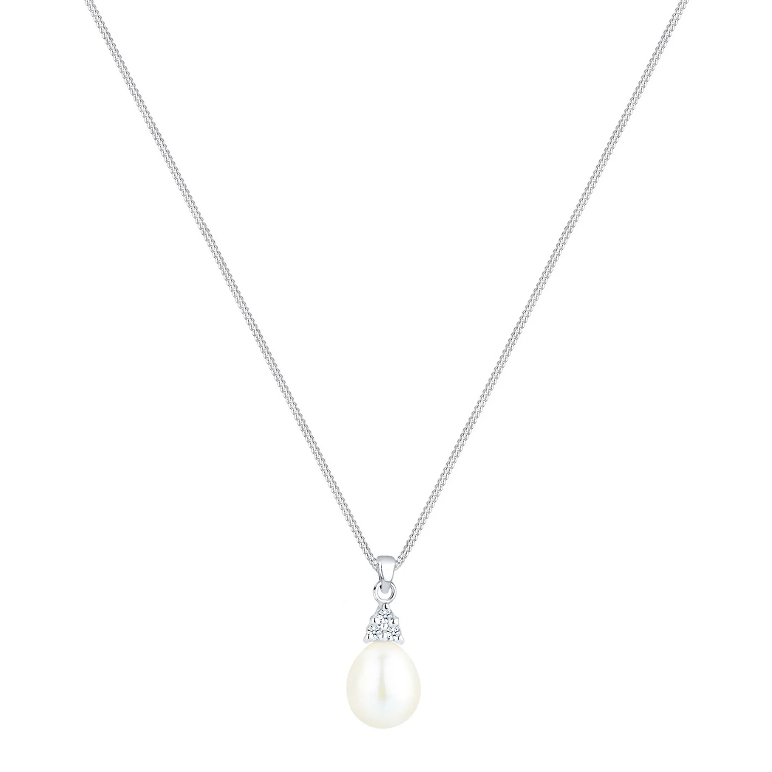 Elli 925 Sterling Silver Pearl Necklace with Diamond (0.04 ct) 2004-BF-0007560-001 - Image 2