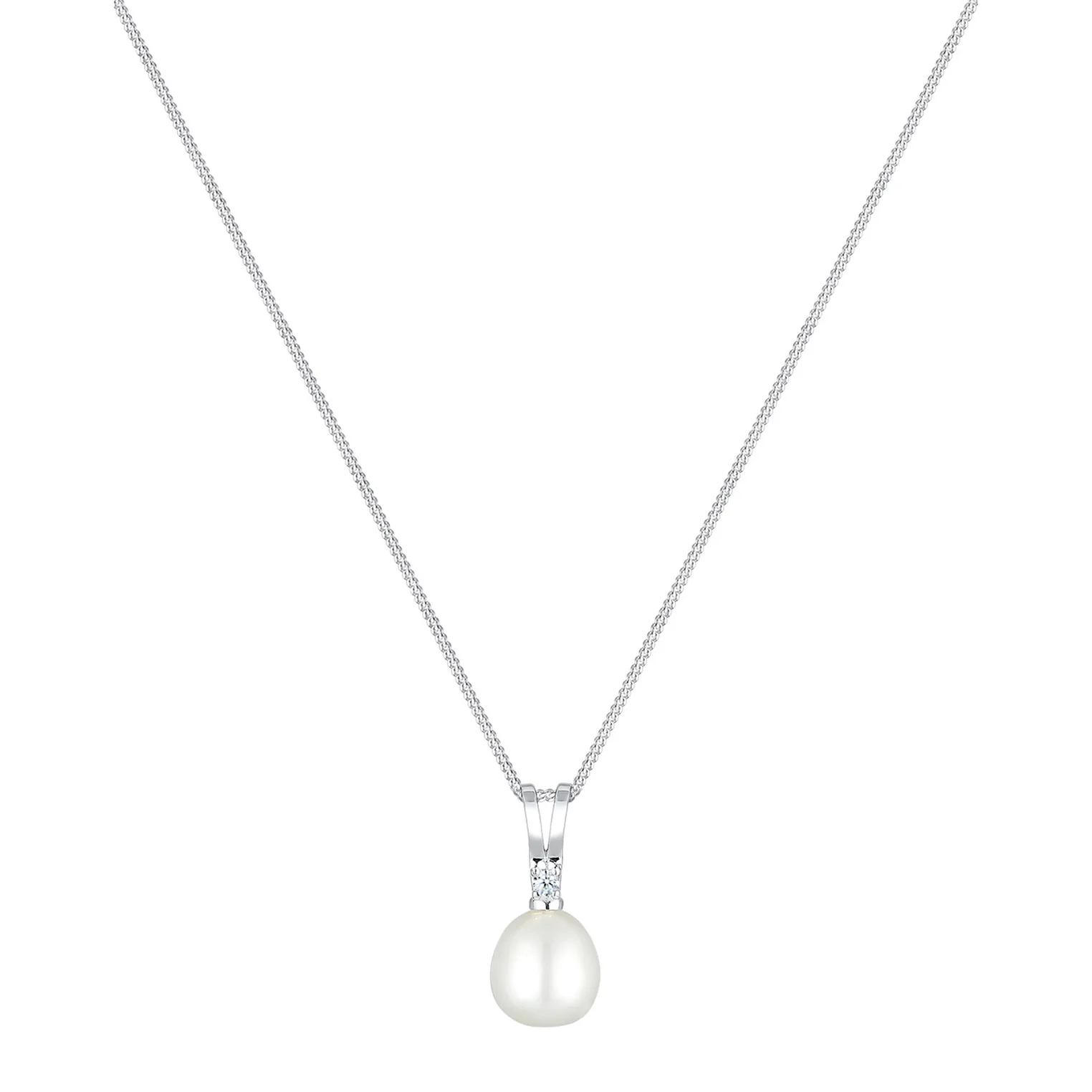 Elli 925 Sterling Silver Pearl Necklace with Diamond 2004-BF-0007569-001 - Image 2