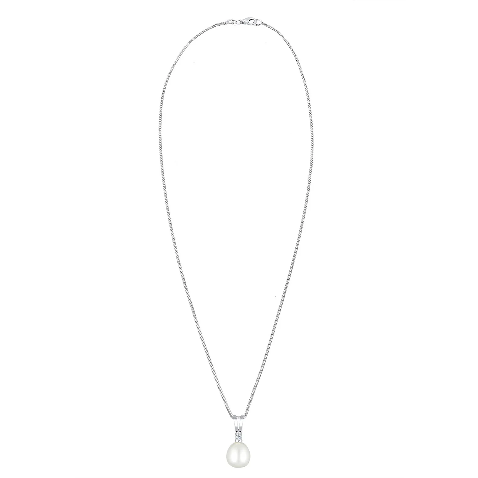 Elli 925 Sterling Silver Pearl Necklace with Diamond 2004-BF-0007569-001 - Image 3