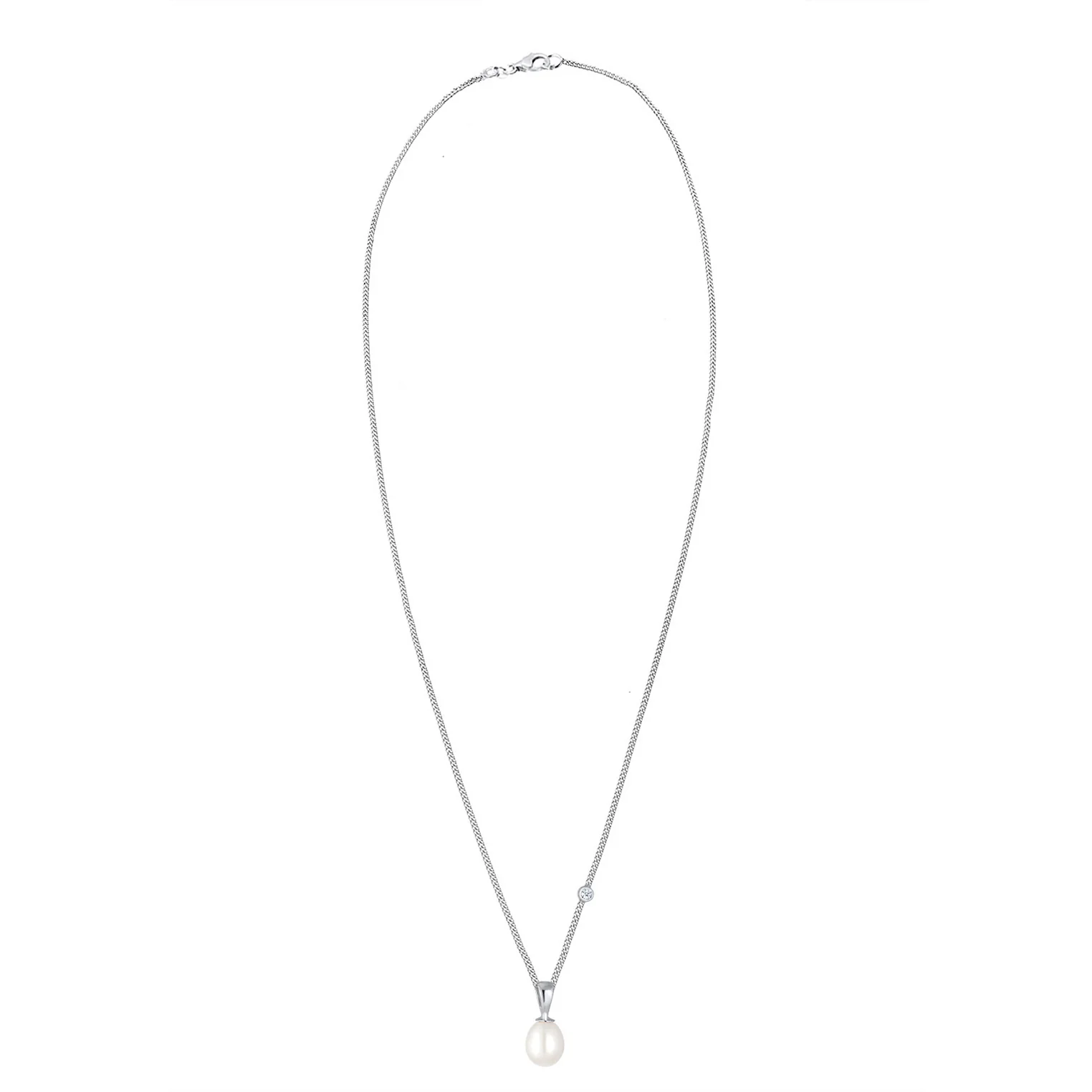 Elli 925 Sterling Silver Pearl Necklace with Diamond 2004-BF-0008078-001 - Image 3
