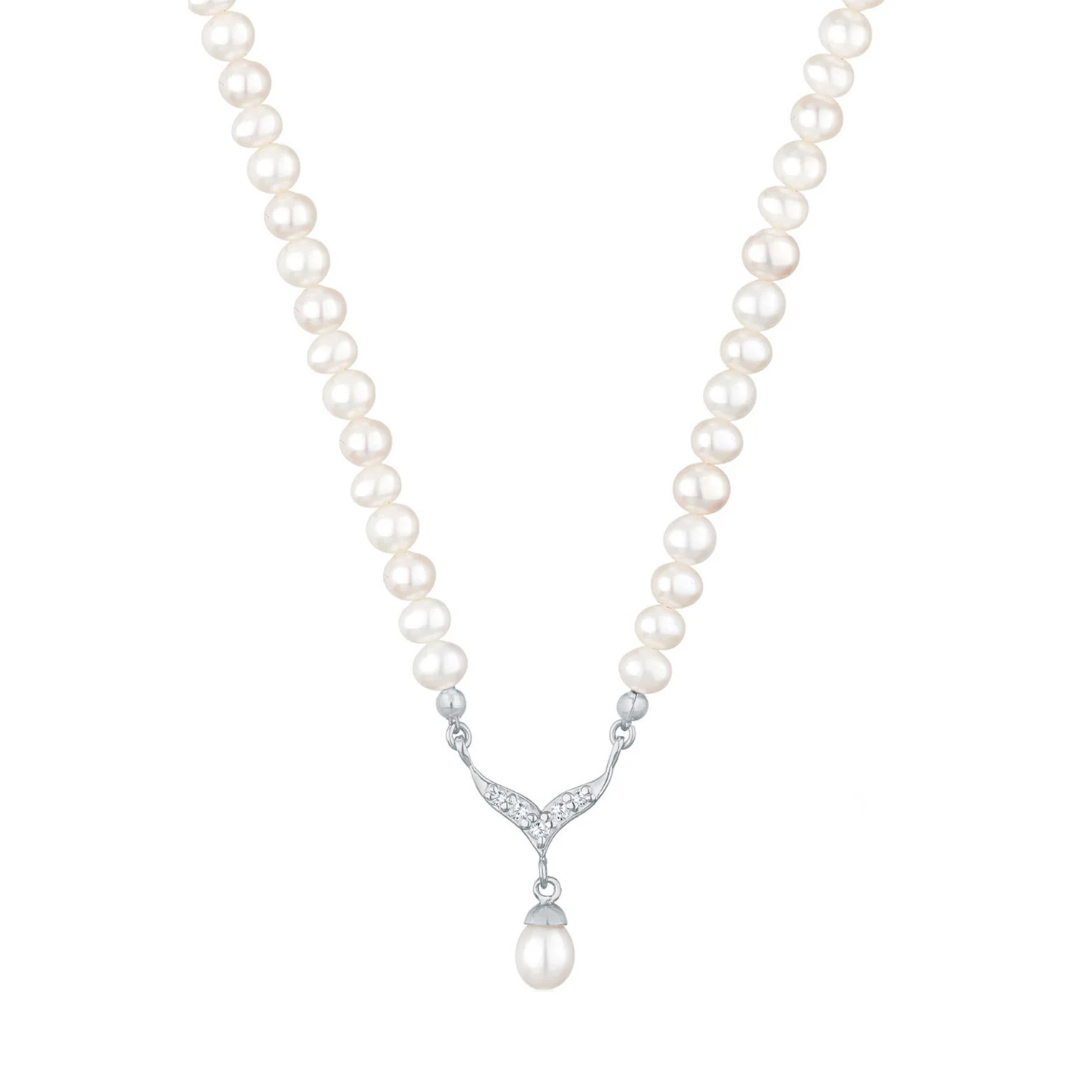 Elli 925 Sterling Silver Pearl Necklace with Zirconia 2004-BF-0008239-001 - Image 2