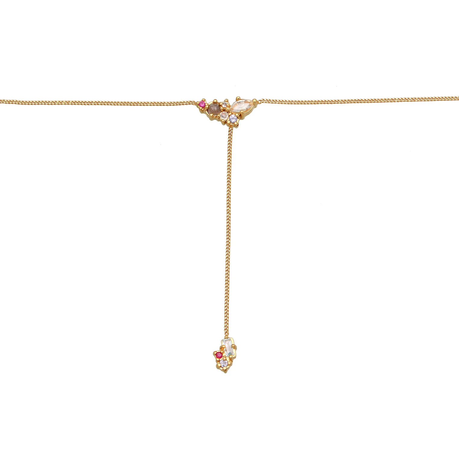 Elli 925 Sterling Silver Y Chain Necklace Gold plated with Topaz 2004-BF-0008126-001 - Image 2