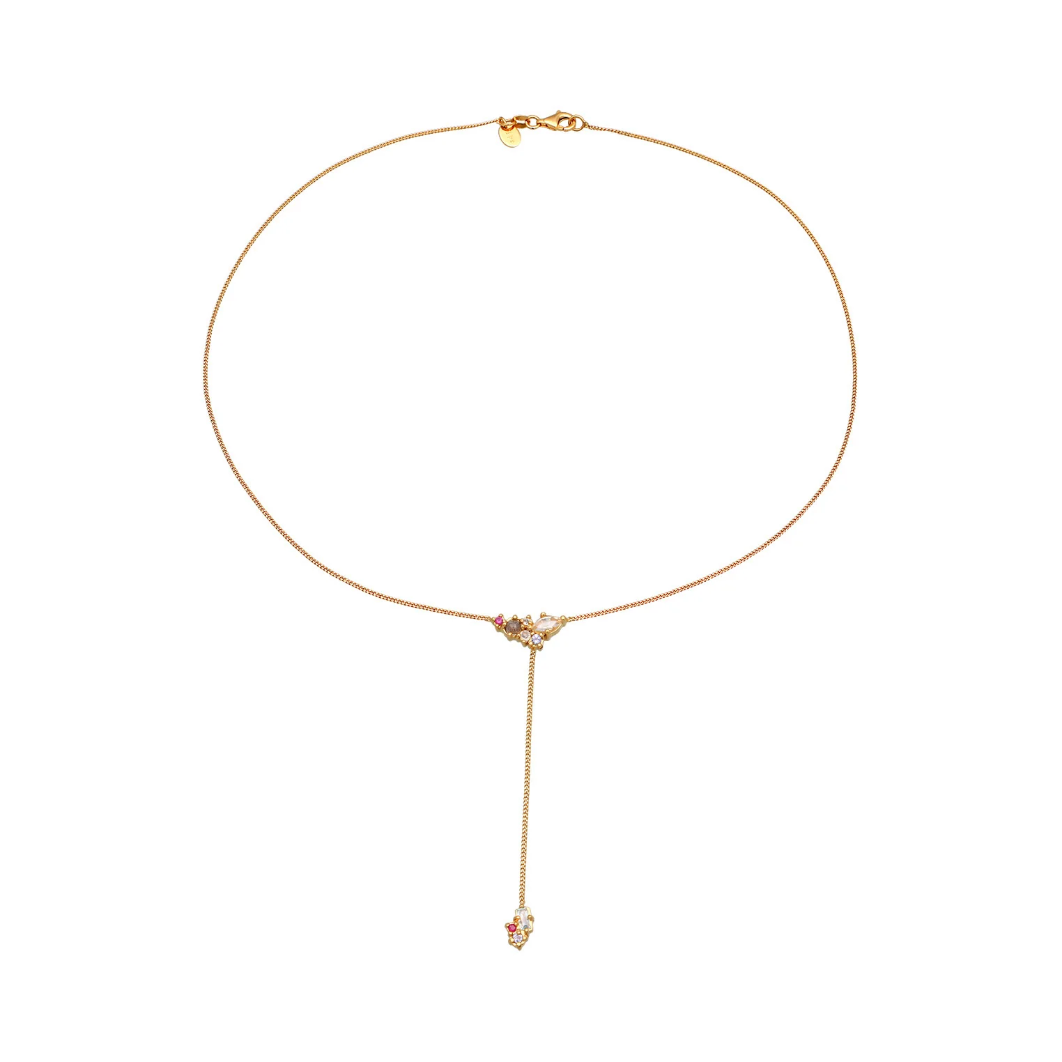Elli 925 Sterling Silver Y Chain Necklace Gold plated with Topaz 2004-BF-0008126-001 - Image 3