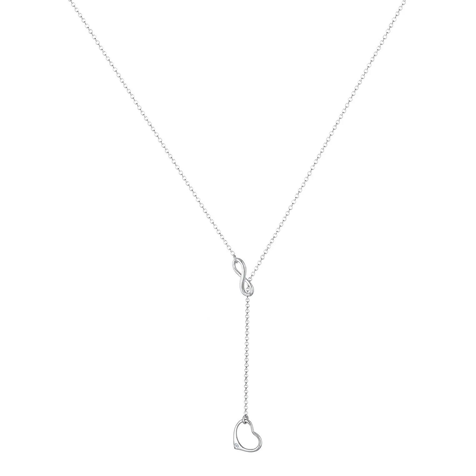 Elli 925 Sterling Silver Y Chain Necklace with Diamond (0.015 ct) 2004-BF-0008047-001 - Image 2