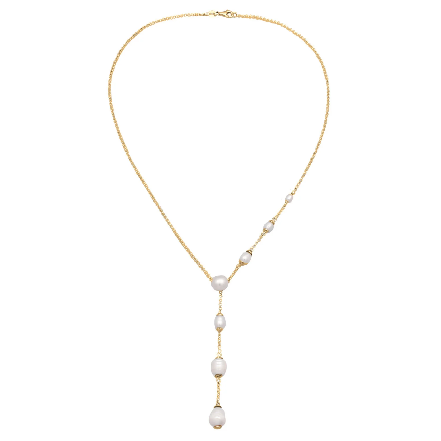 Elli 925 Sterling Silver Y Chain Pearl Necklace Gold plated 2004-BF-0008264-001 - Image 3
