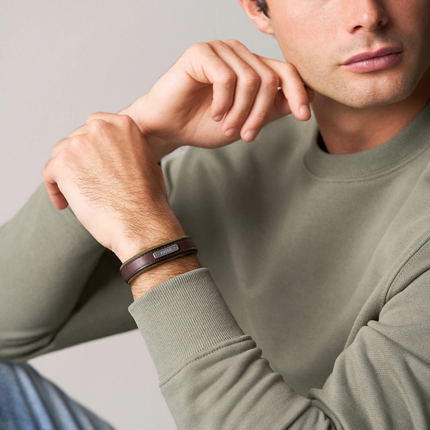 Fossil Everett Leather Men's Bracelet JA7315998 - Image 2