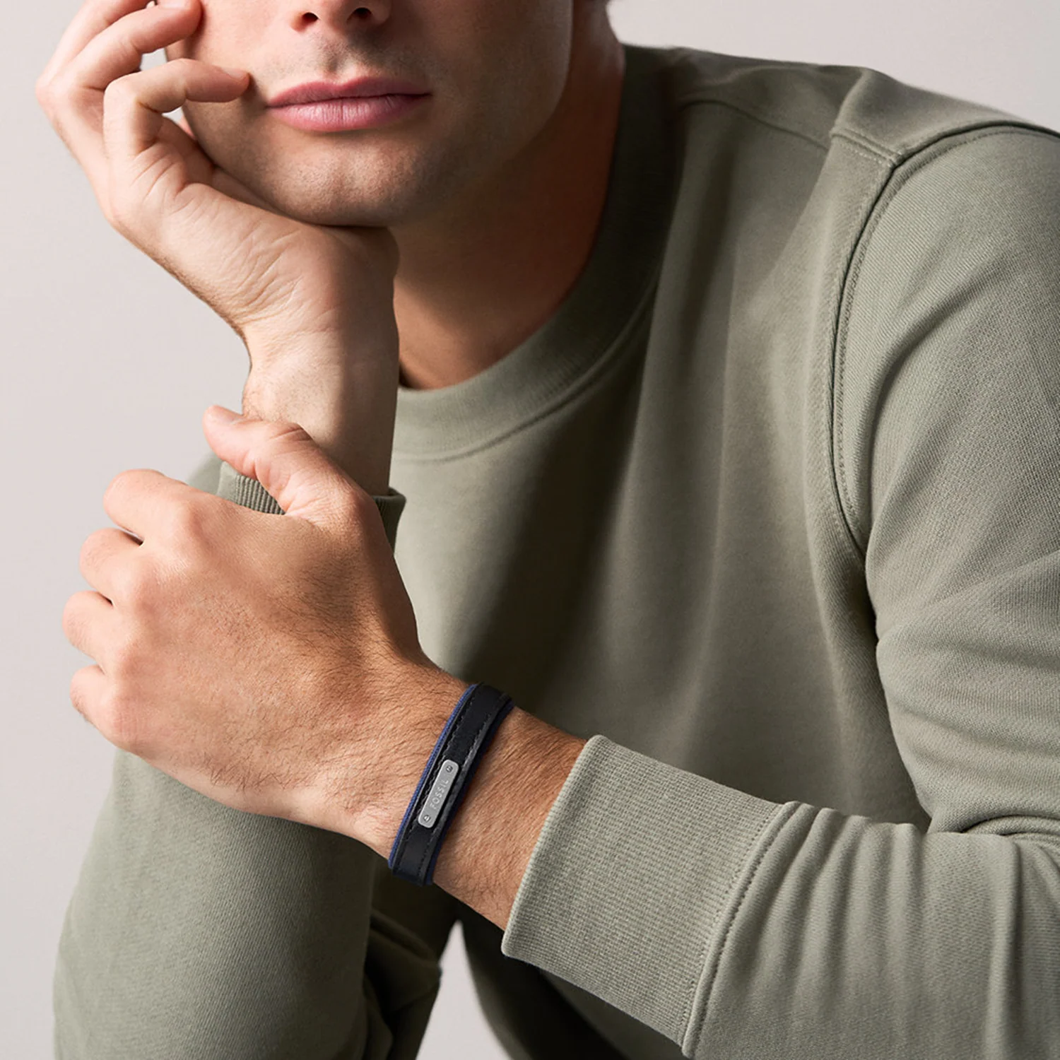 Fossil Everett Leather Men's Bracelet JA7316998 - Image 2