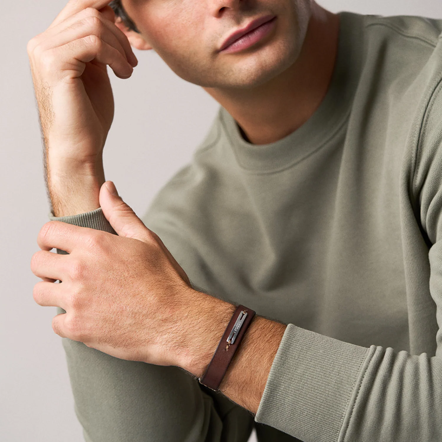 Fossil Machine Leather Men's Bracelet JF04963040 - Image 2