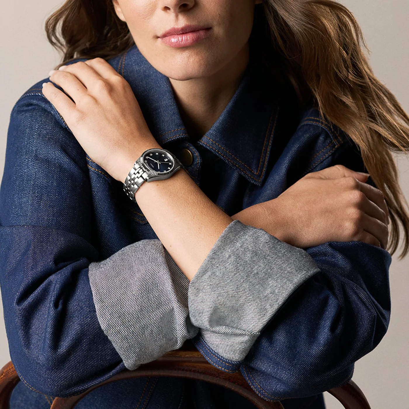 Fossil Scarlette Round Blue Dial Watch ES5457 - Image 2