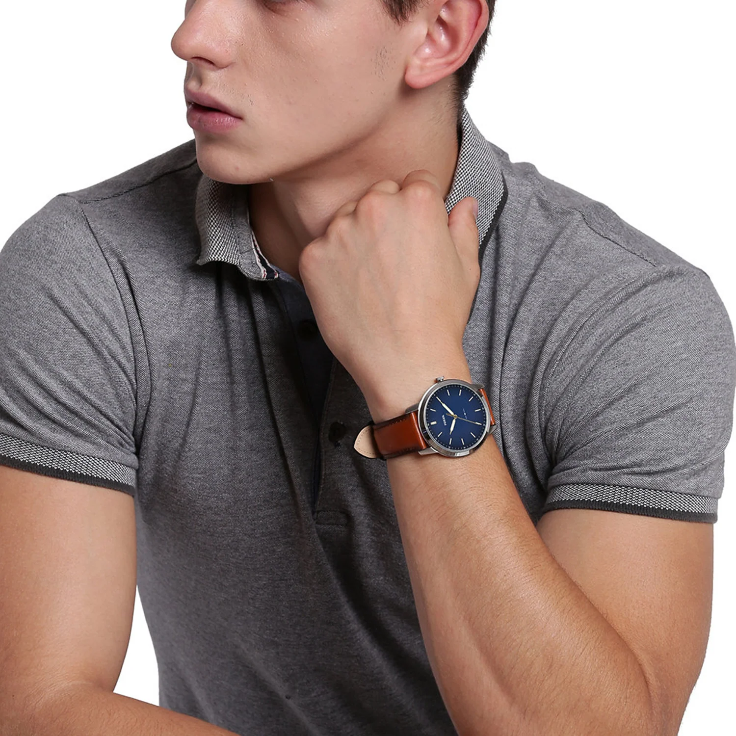 Fossil The Minimalist Silver and Blue Men's Watch FS5304 - Image 2