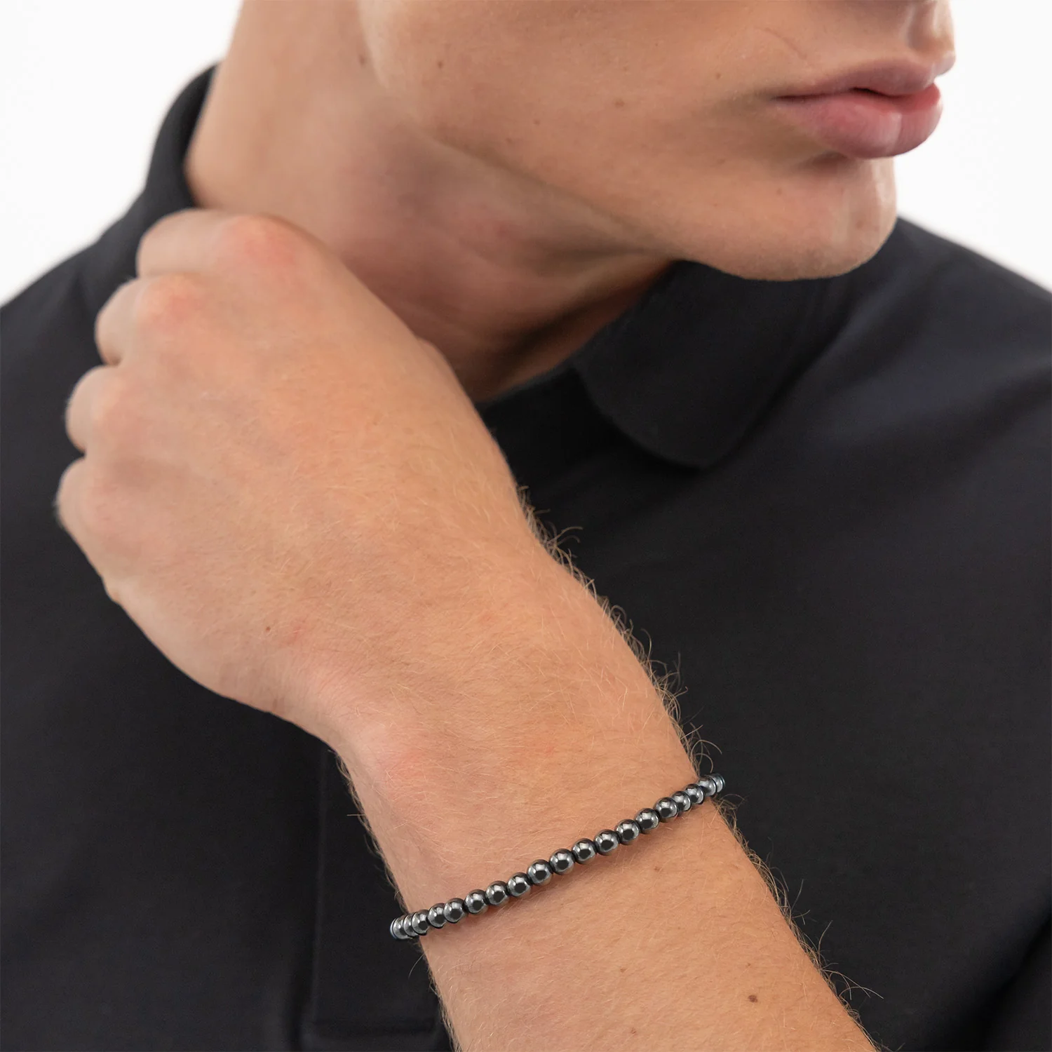 Hugo Boss BOSS Grey Beaded Gemstone Bracelet HBJ1580790M - Image 2