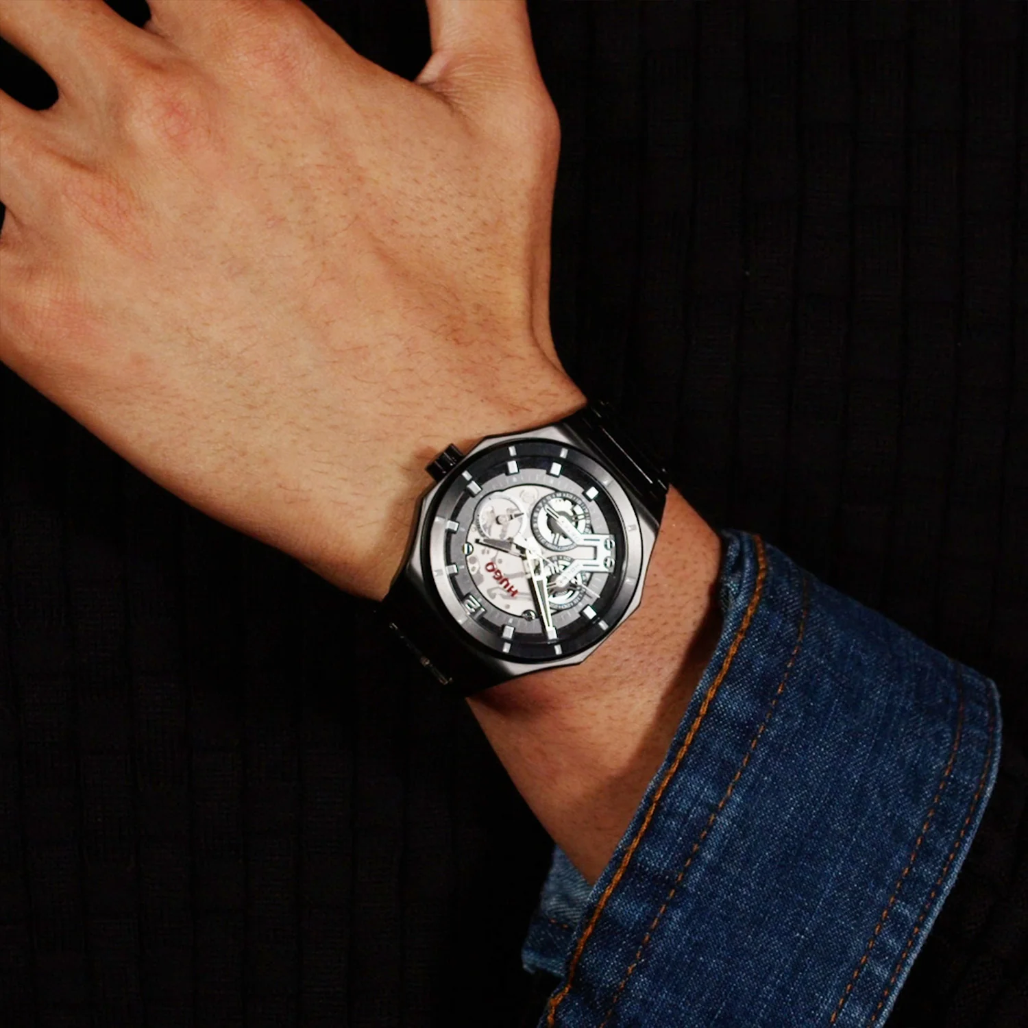 Hugo Boss HUGO #GRAIL SKELETON Zwart Heren Horloge 2002-HU1530379 - Image 4