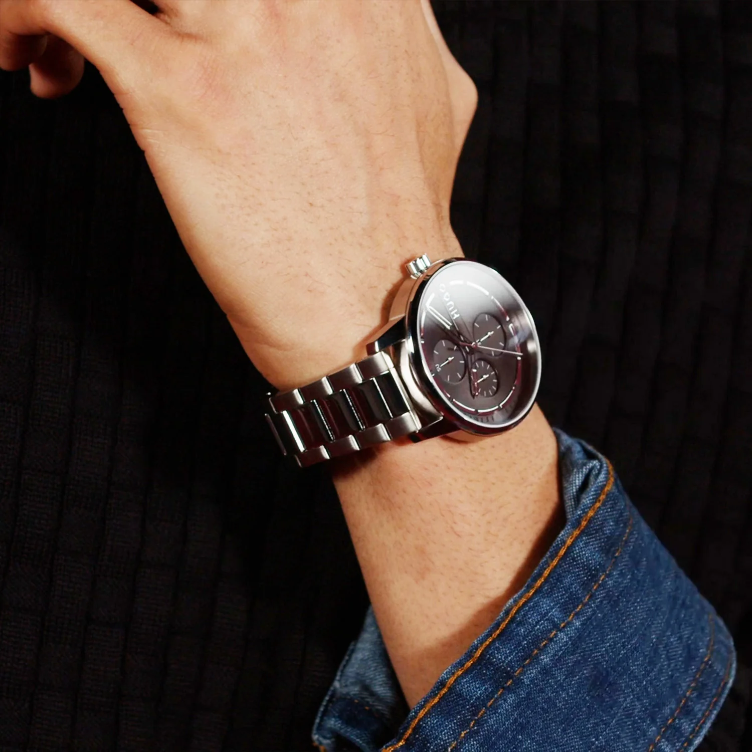 Hugo Boss HUGO #STAMP MULTI Zwart Heren Horloge 2002-HU1530368 - Image 4