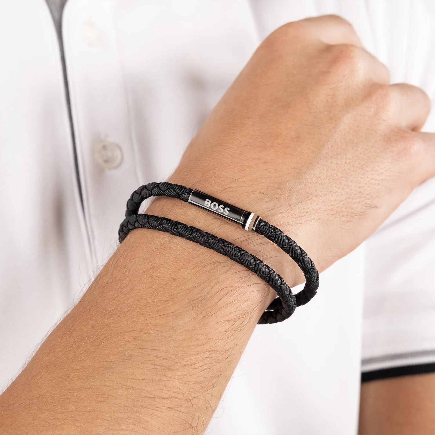 Hugo Boss Synthetic Fiber Black Men's Braided bracelet HBJ1580796 - Image 2