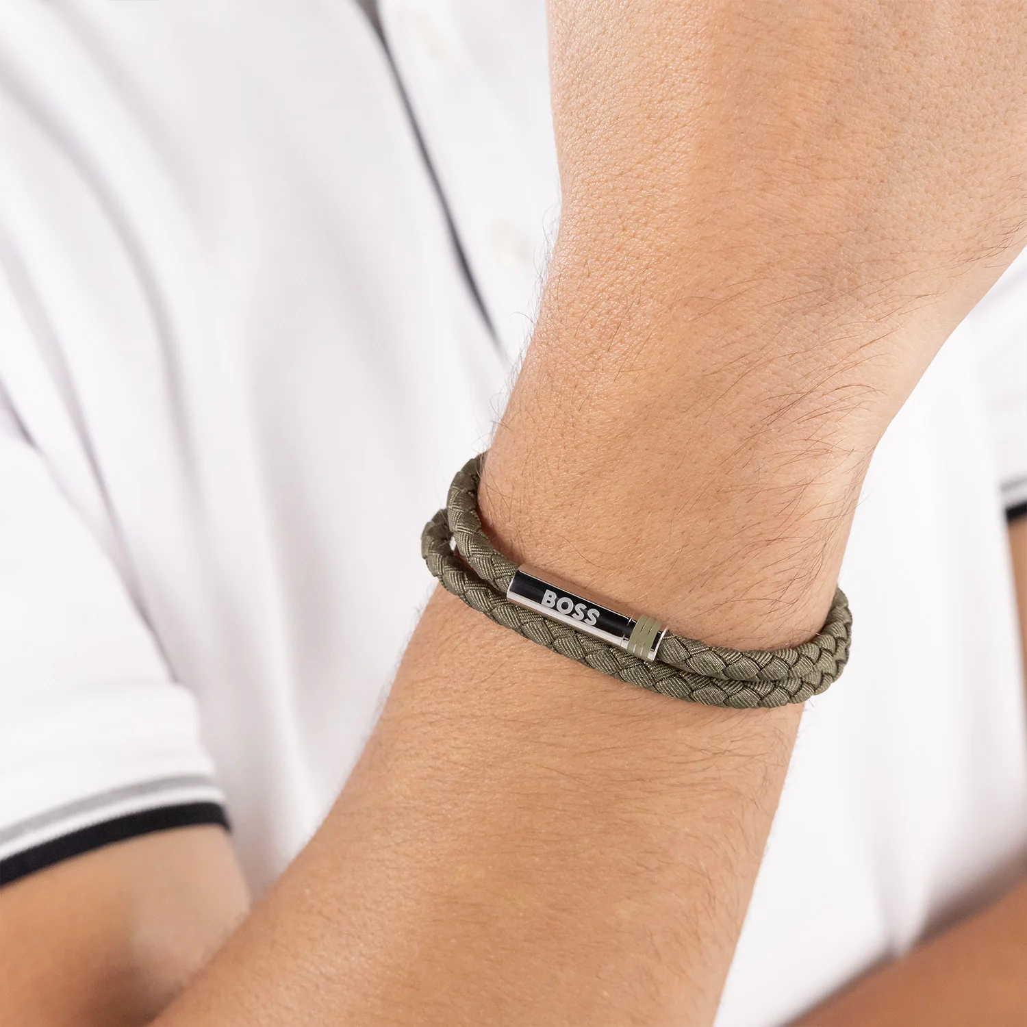 Hugo Boss Synthetic Fiber Green Men's Braided bracelet HBJ1580797 - Image 2