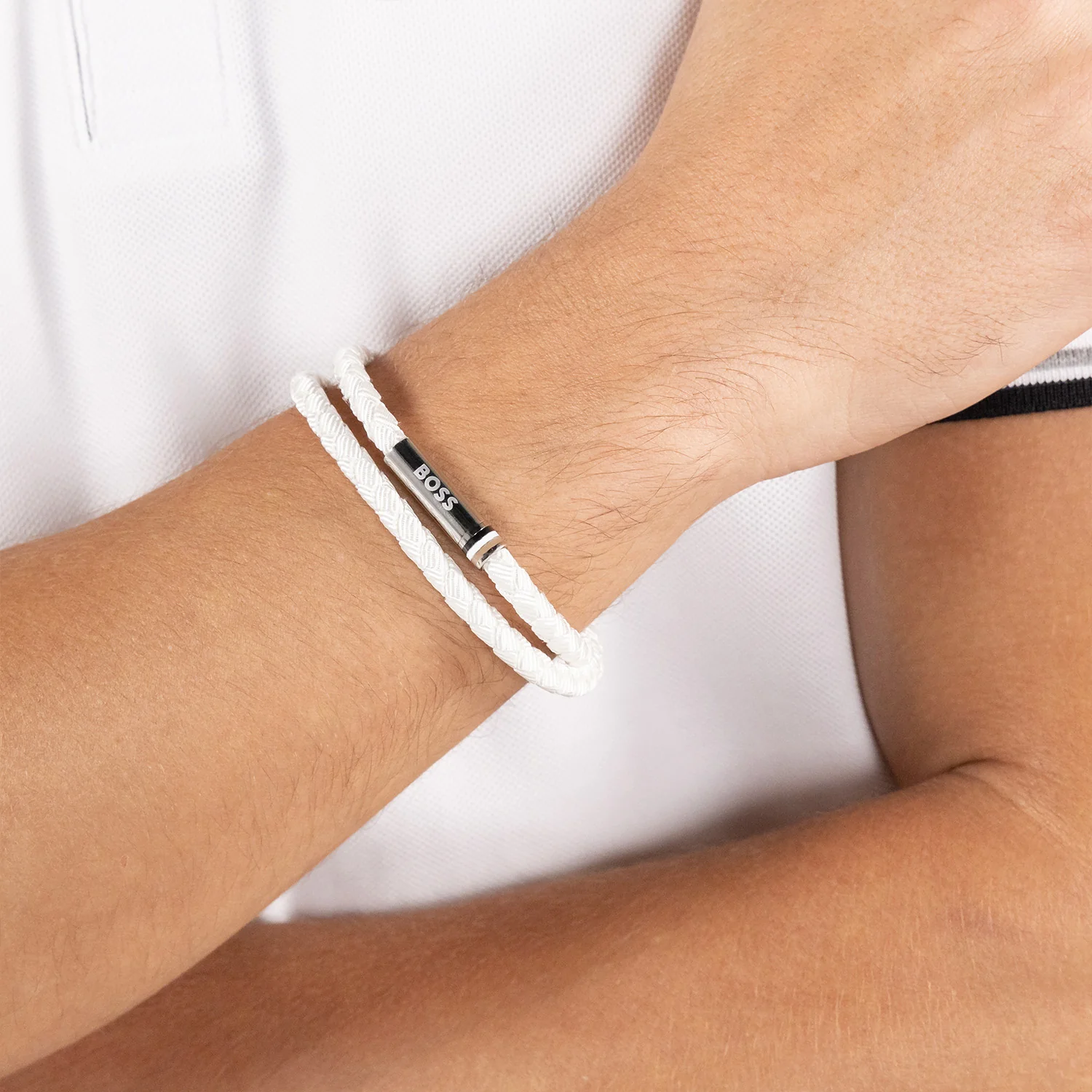 Hugo Boss Synthetic Fiber White Men's Braided bracelet HBJ1580798 - Image 2