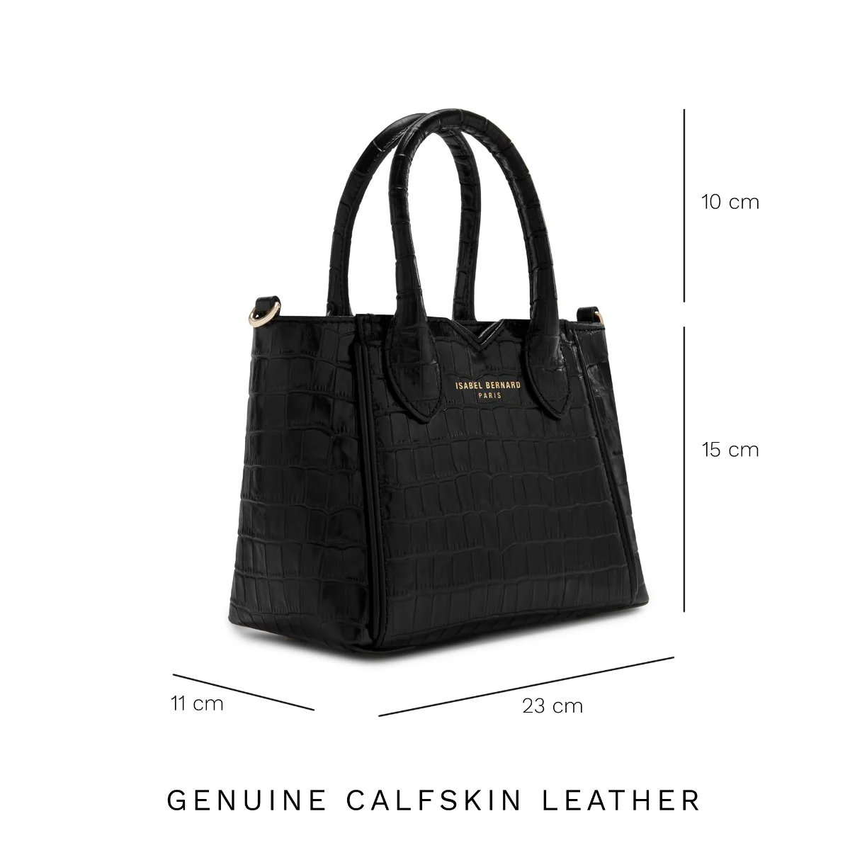 Isabel Bernard Honoré Cloe Mini Croco Black Calfskin Leather Handbag IB21124-201 - Image 10
