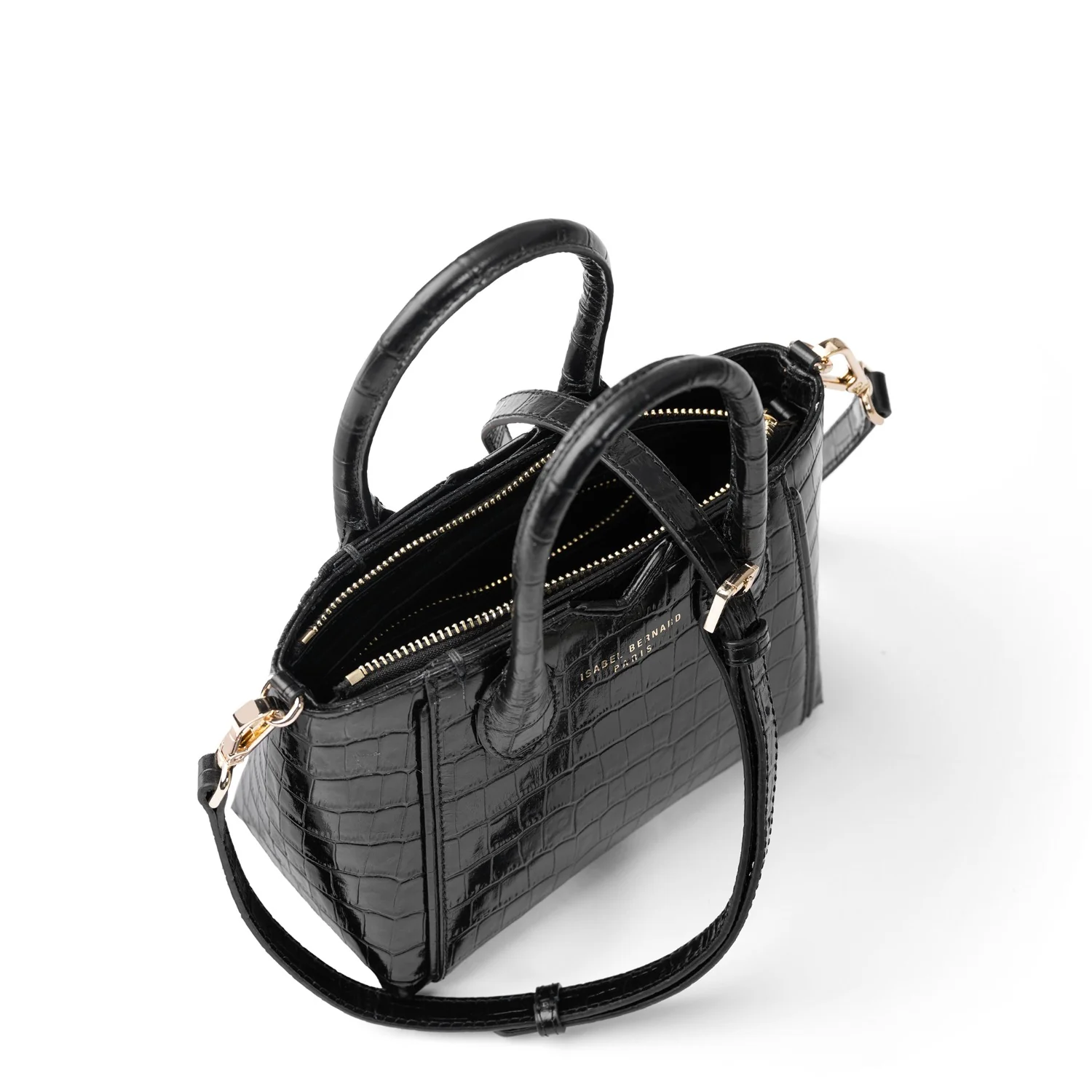 Isabel Bernard Honoré Cloe Mini Croco Black Calfskin Leather Handbag IB21124-201 - Image 9