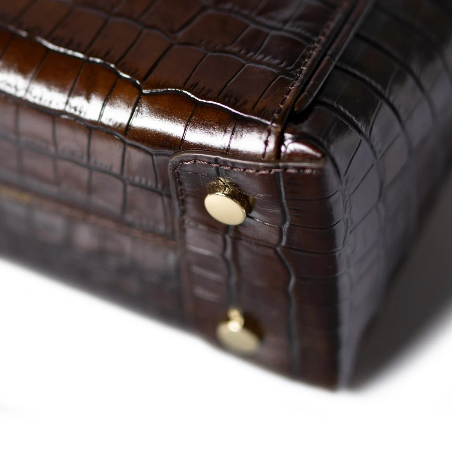 Isabel Bernard Honoré Cloe Mini Croco Brown Calfskin Leather Handbag IB21124-230 - Image 9