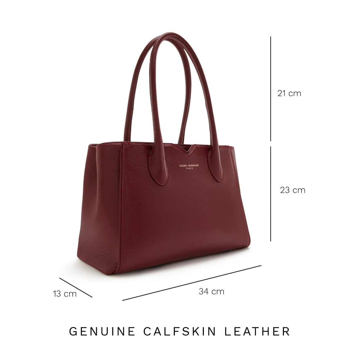 Isabel Bernard Honoré Cloe Midi Bordeaux Calfskin Leather Handbag IB25082-052 - Image 9