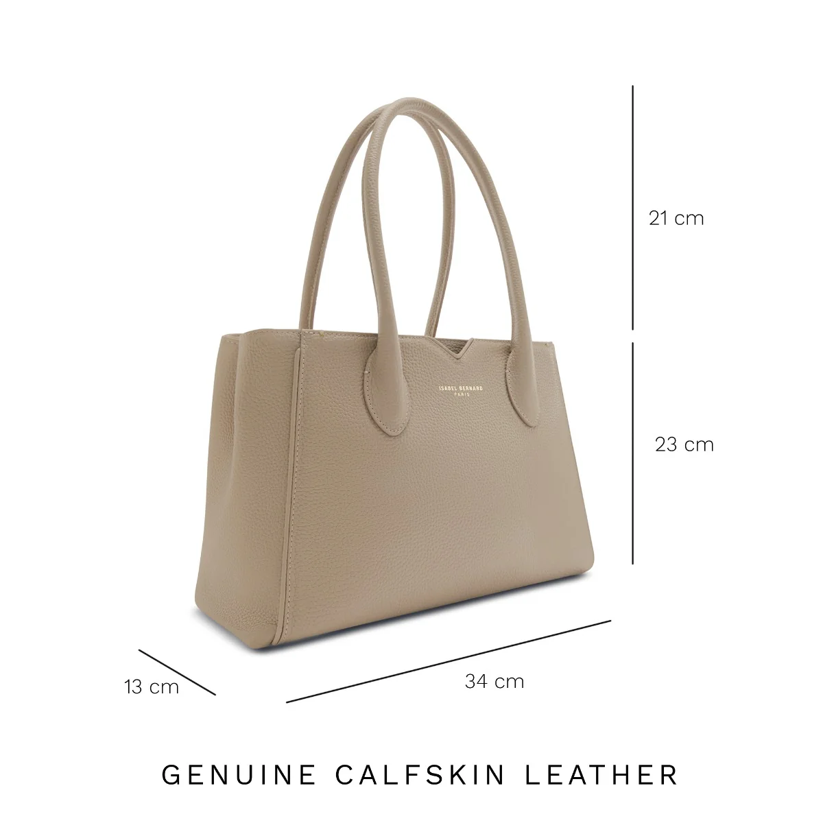Isabel Bernard Honoré Cloe Midi Taupe Kalfsleren Handtas IB25082-078 - Image 9