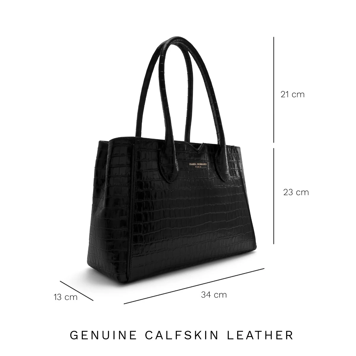 Isabel Bernard Honoré Cloe Midi Croco Zwarte Kalfsleren Handtas IB25082-201 - Image 5