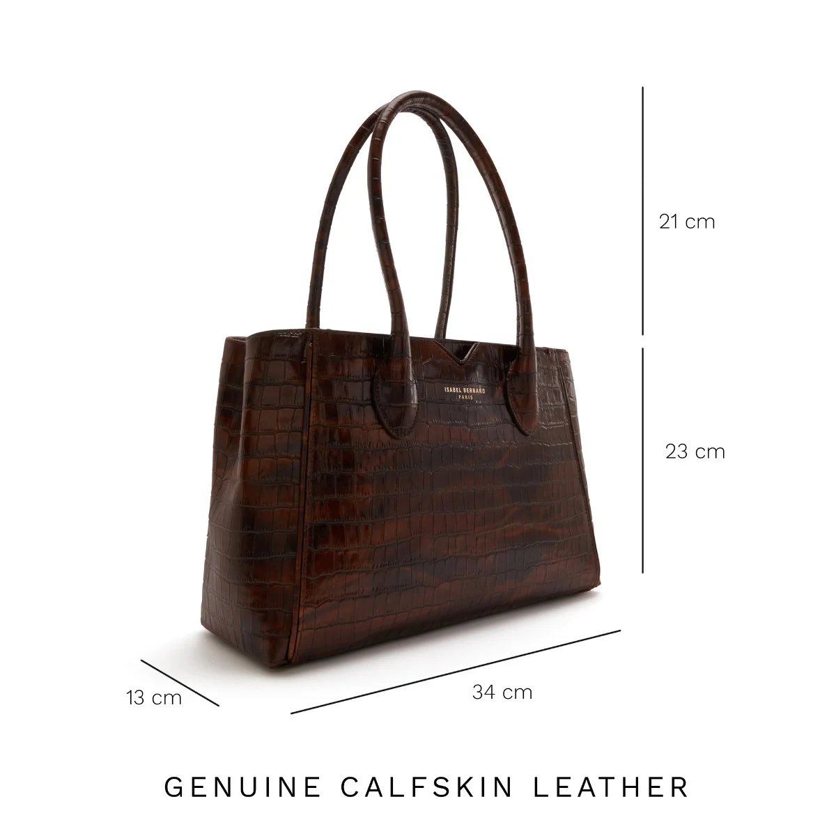 Isabel Bernard Honoré Cloe Midi Croco Brown Calfskin Leather Handbag IB25082-230 - Image 10