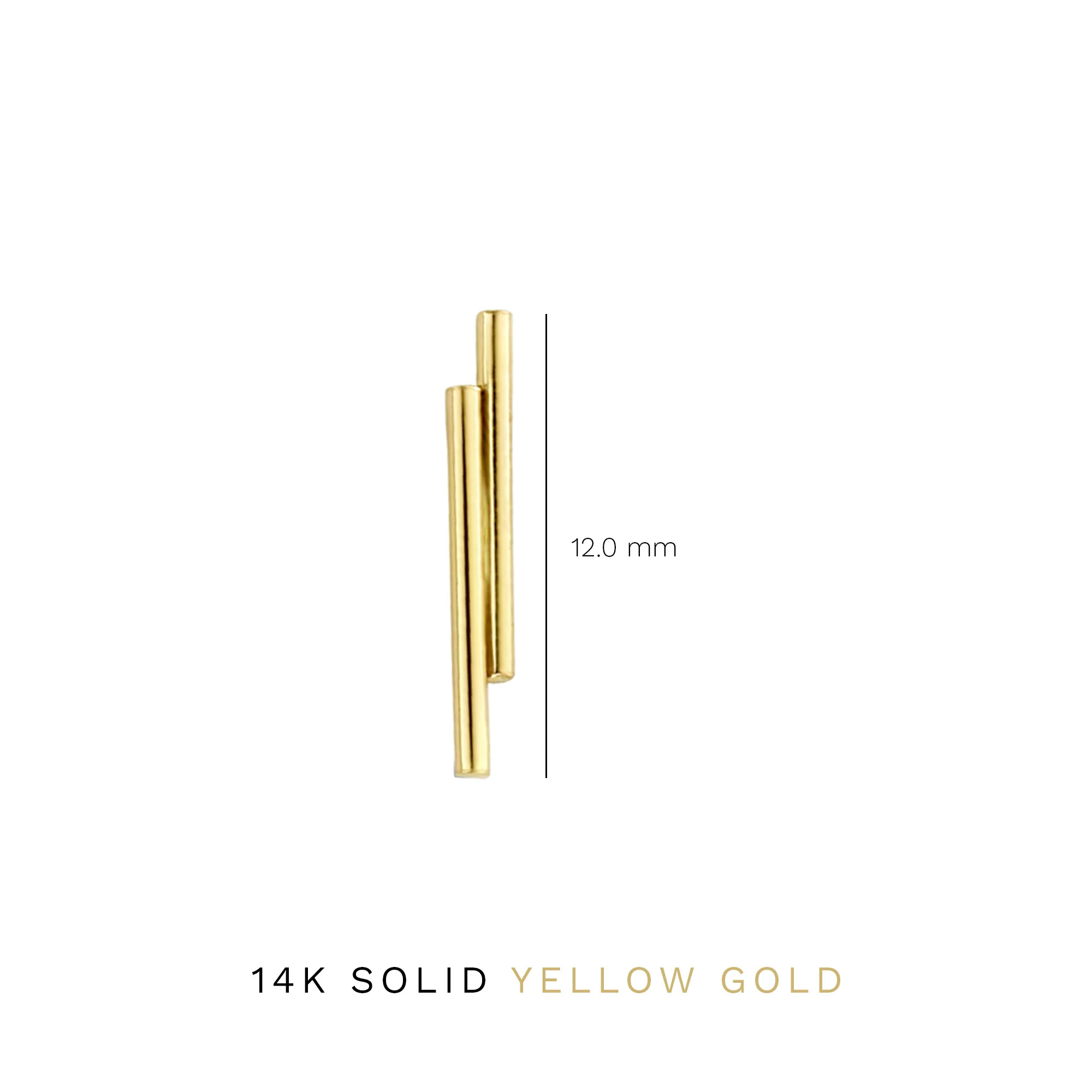 Isabel Bernard 14 Carat Golden Le Marais Double Tube Ear Studs IB360058 - Image 4