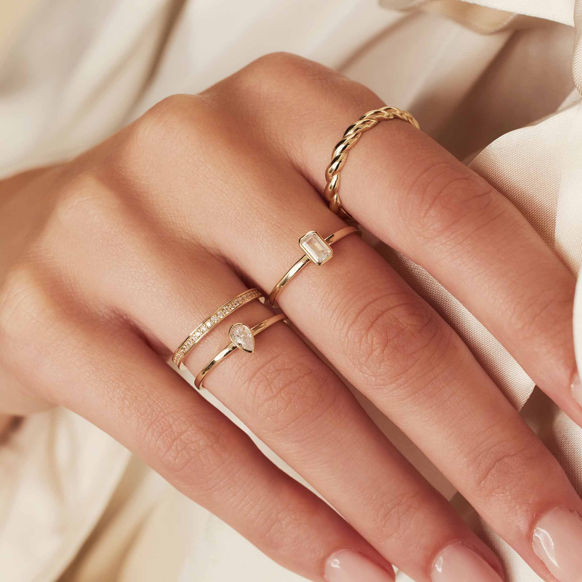 Isabel Bernard Baguette Genevieve 14 karaat gouden ring IB330082-48 - Image 4