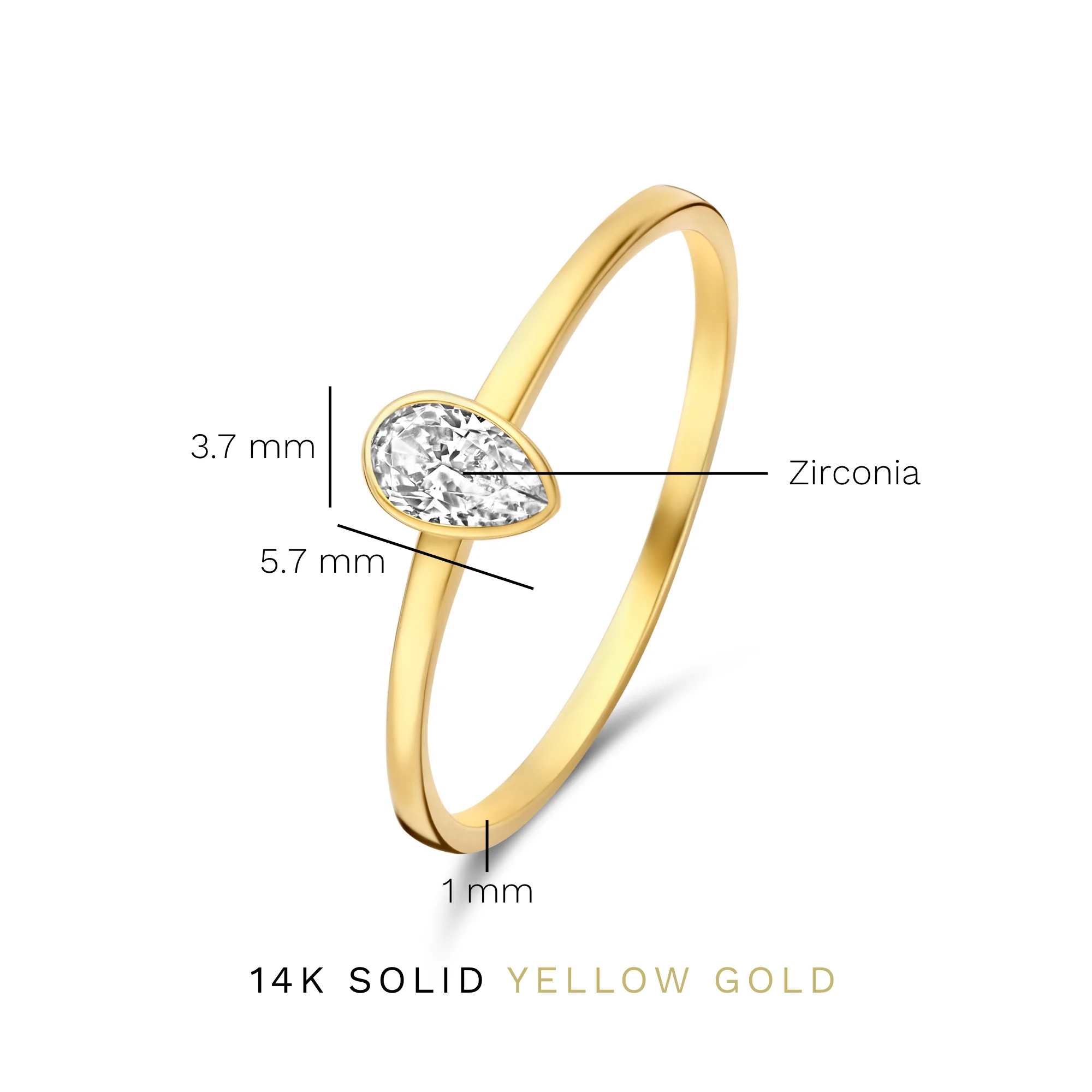 Isabel Bernard Baguette Genevieve 14 karaat gouden ring IB330082-48 - Image 5