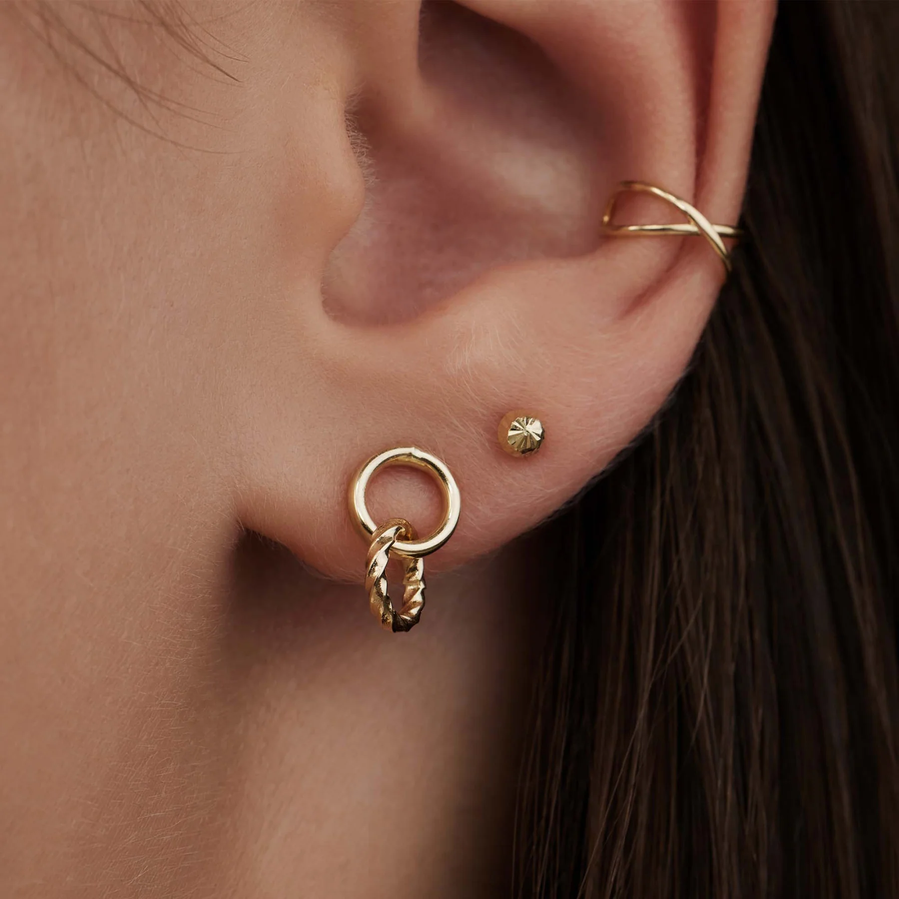 Isabel Bernard Cadeau D'Isabel 14 Carat Golden Earrings Set IB90146 - Image 3