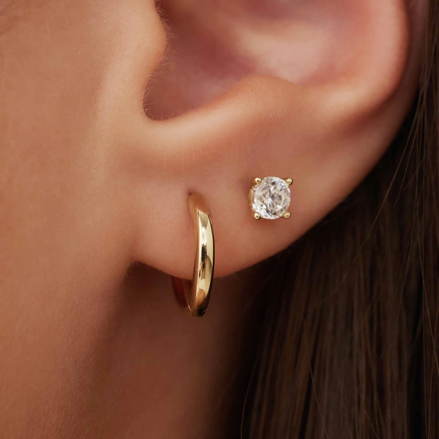 Isabel Bernard Cadeau d'Isabel 14 karat gold earring set with zirconia IB90188 - Image 3