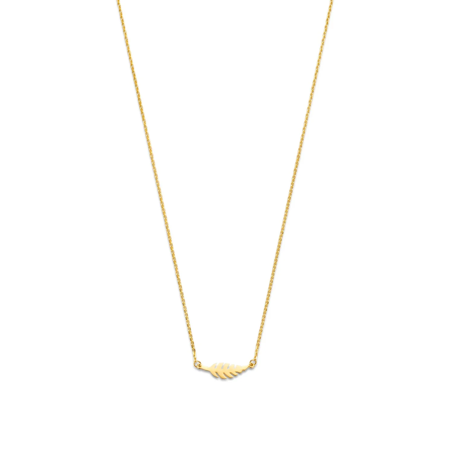 Isabel Bernard Cadeau d'Isabel 14 karat gold necklace and ear studs gift set with feather IB90186 - Image 4