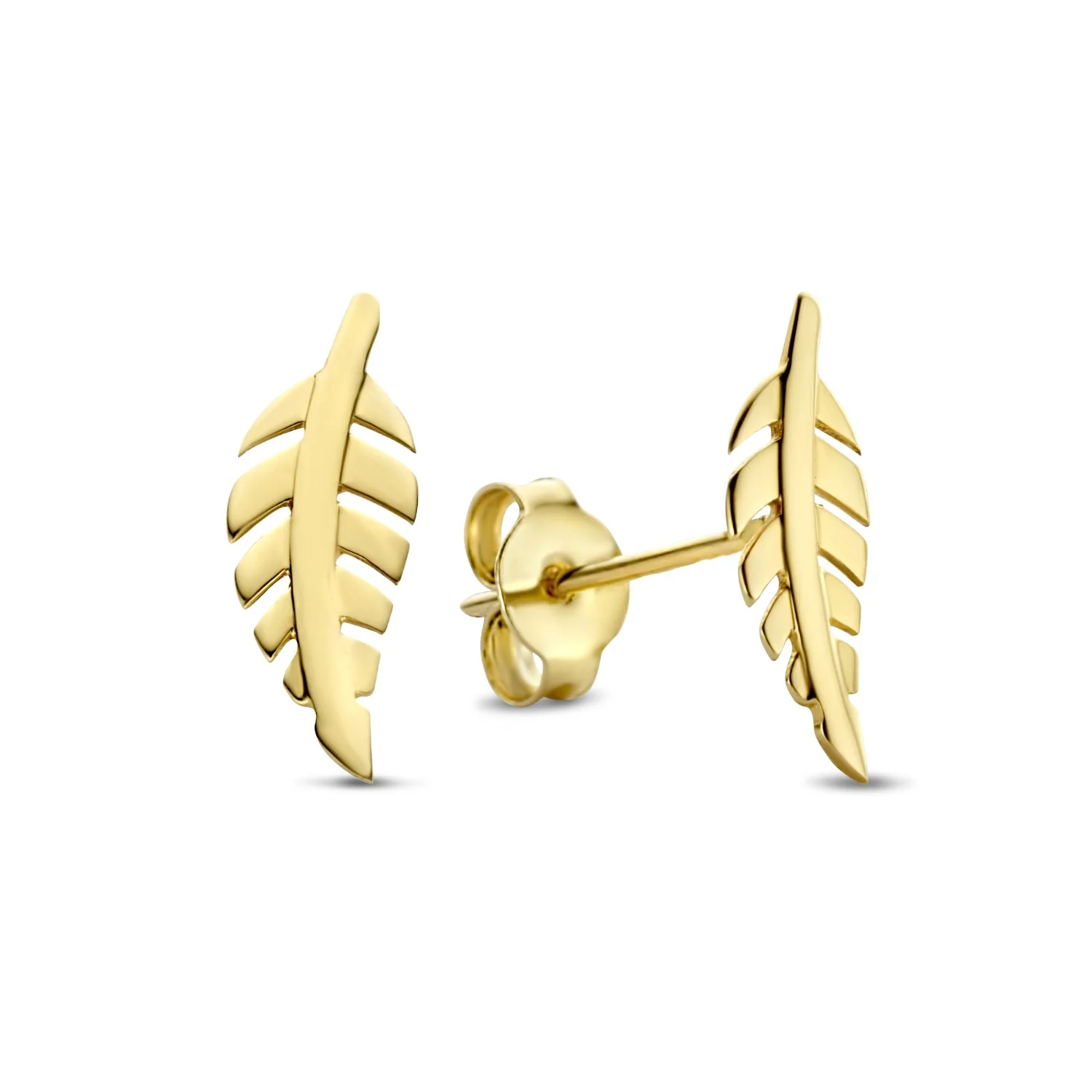 Isabel Bernard Cadeau d'Isabel 14 karat gold necklace and ear studs gift set with feather IB90186 - Image 5