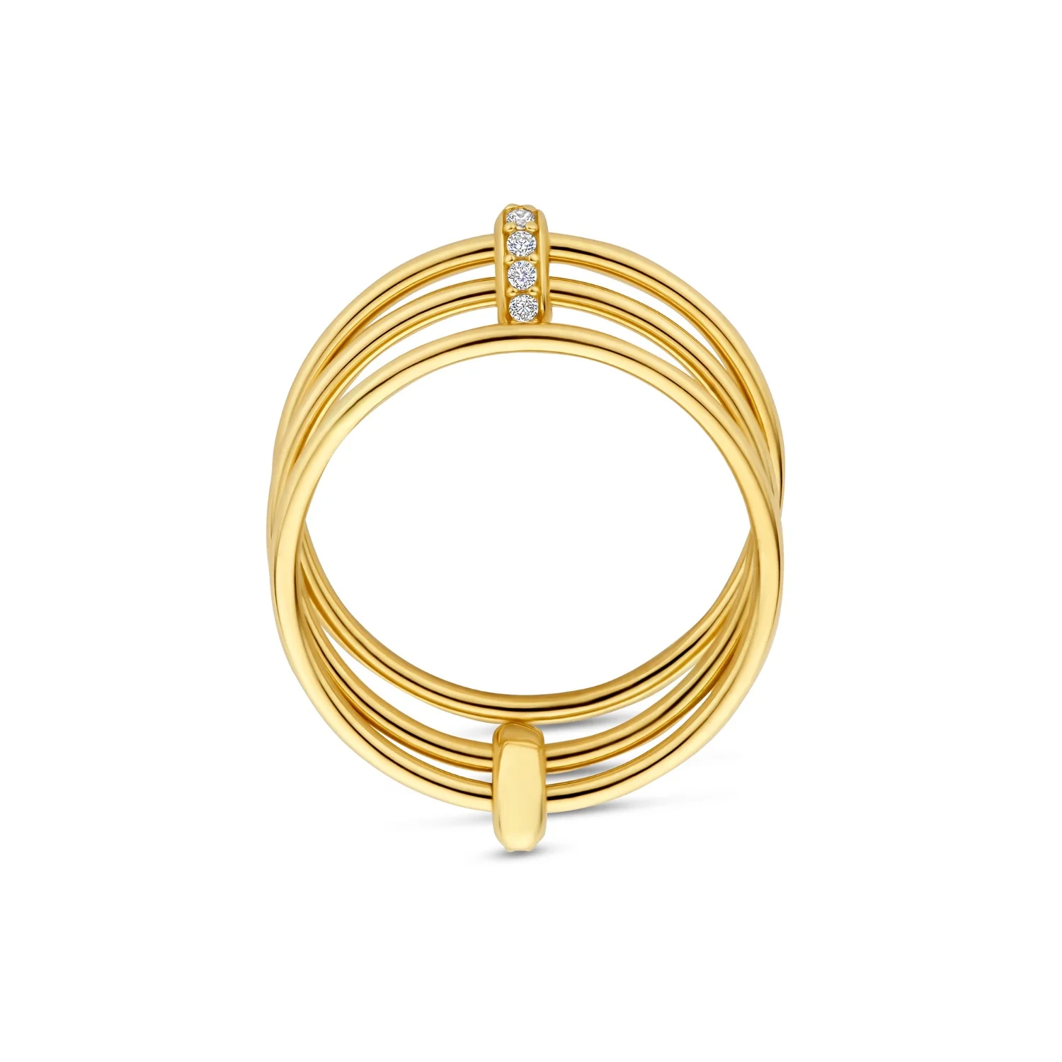 Isabel Bernard Cour d'Honneur Adora 14 karat golden 3-piece multiring with zirkonia stones IB330105-52 - Image 7