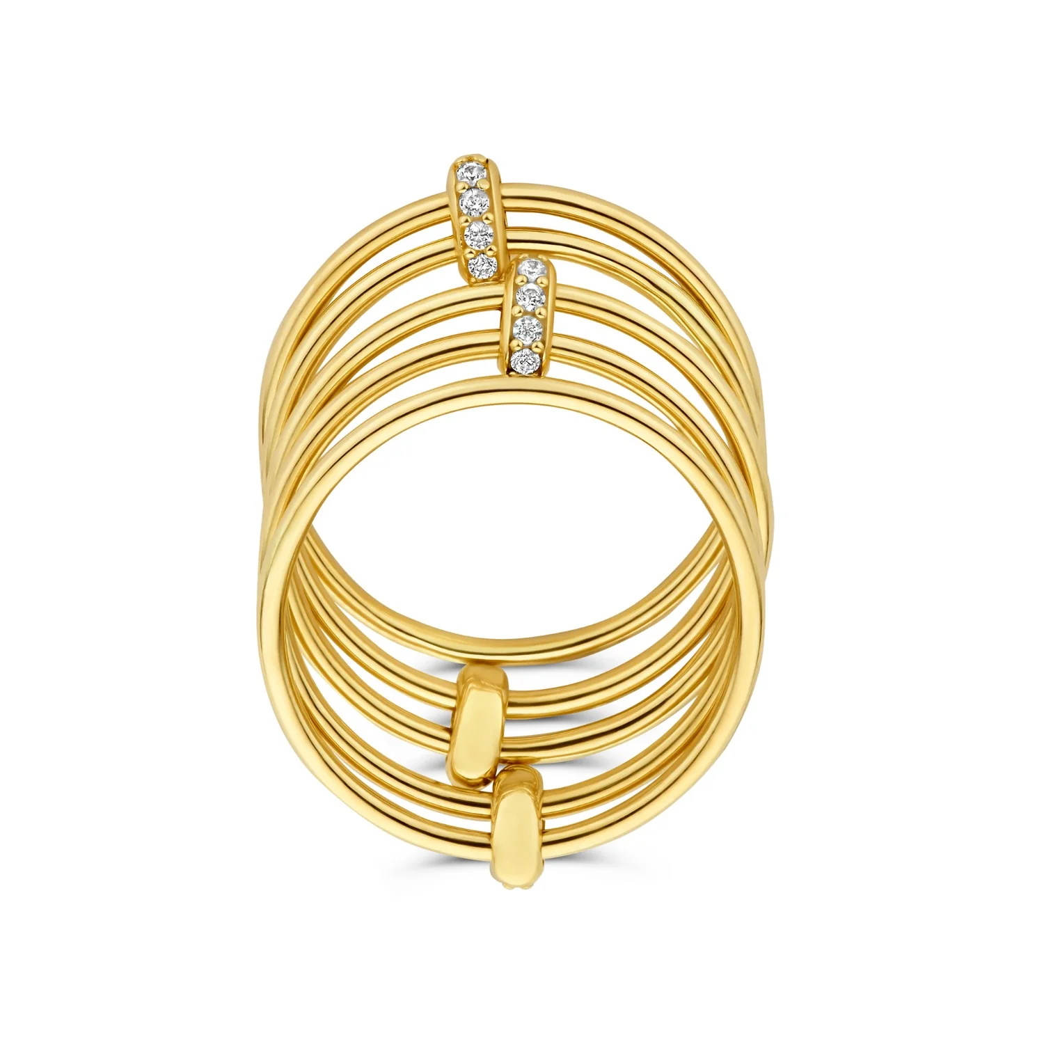 Isabel Bernard Cour d'Honneur Adora 14 karat golden 5-piece multiring with zirkonia stones ib330106-56 - Image 5