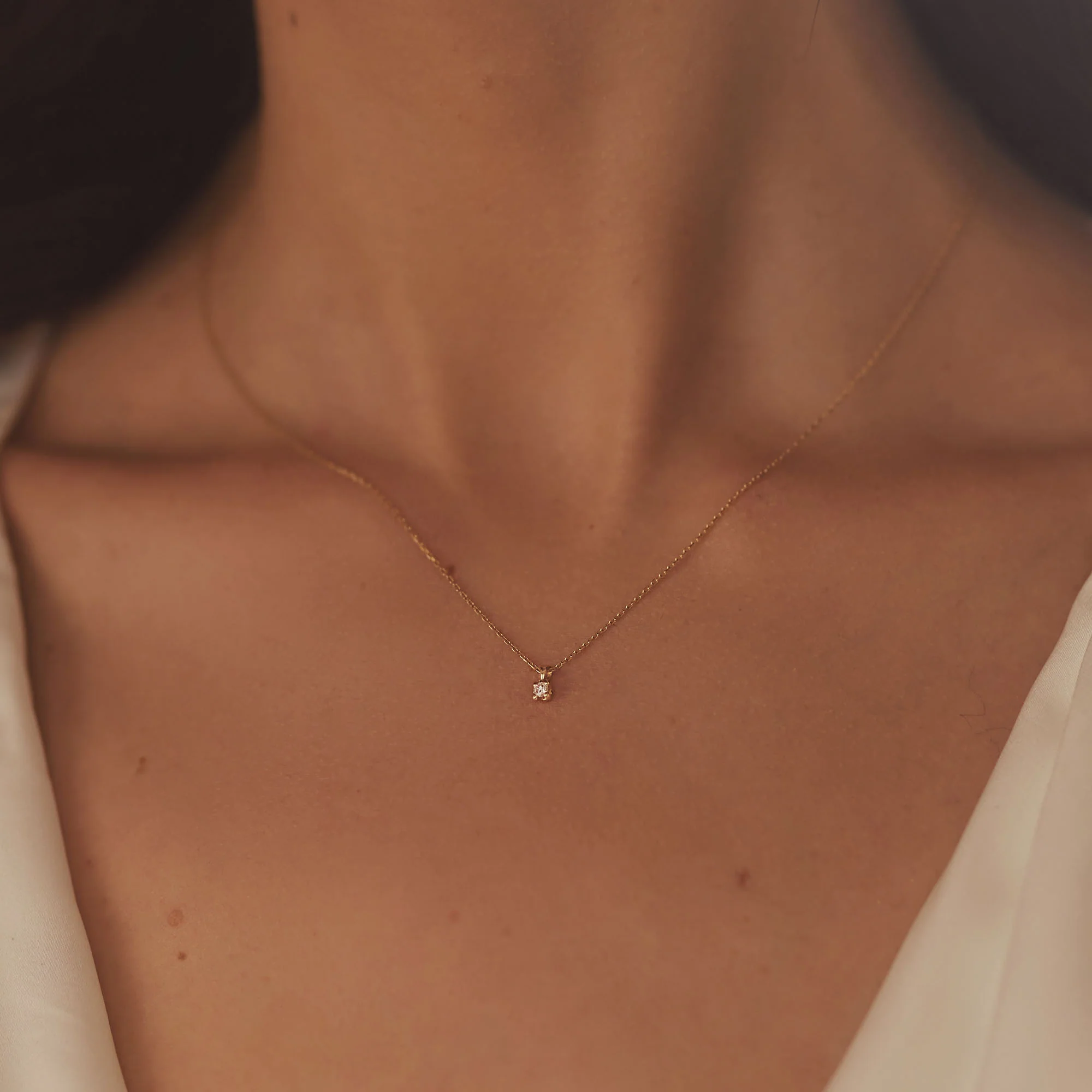 Isabel Bernard De la Paix Céline 14 Carat Golden Necklace | diamond 0.05 ct | IBD350001 - Image 2